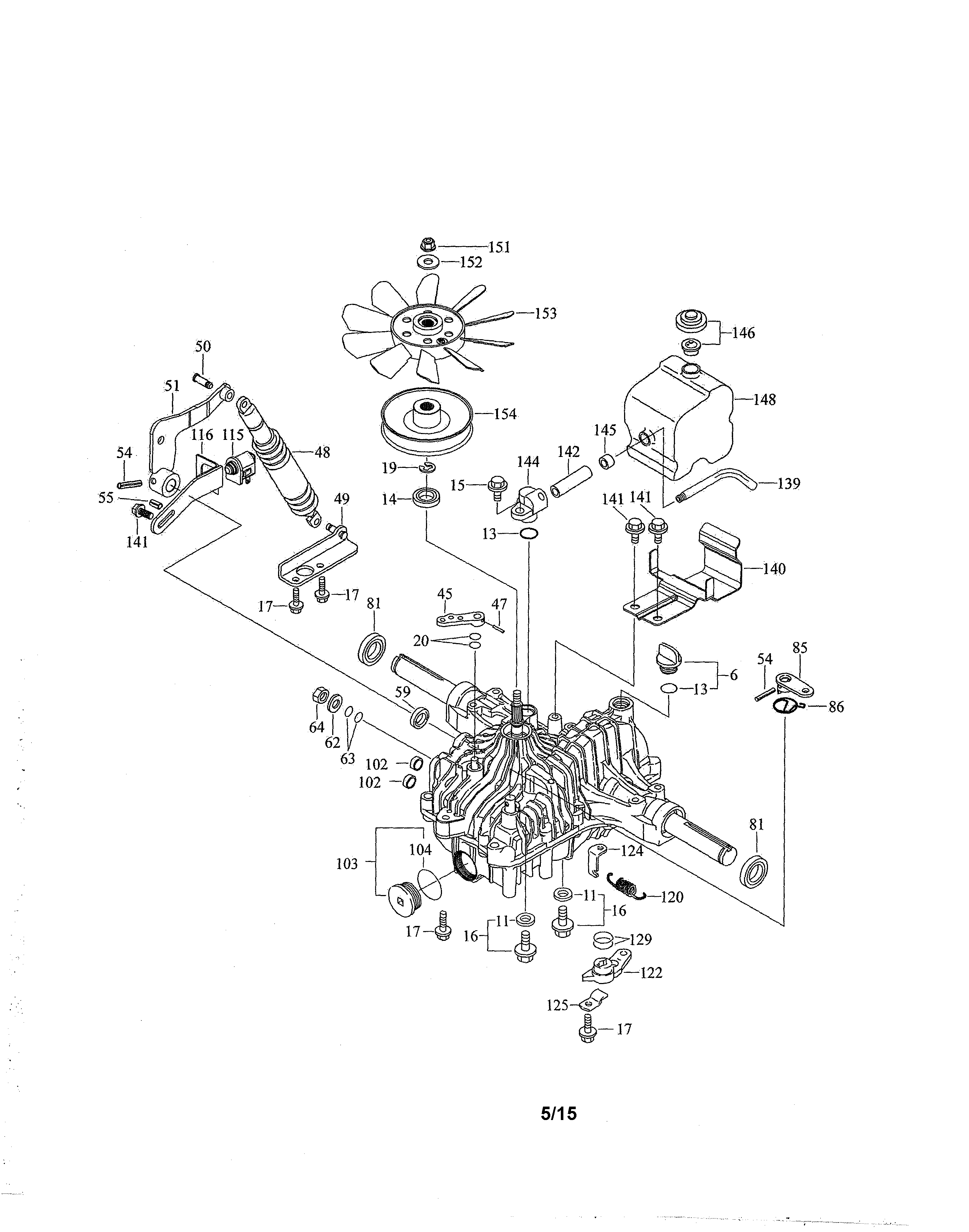 Husqvarna GT48XLSI (96043017700) transaxle diagram