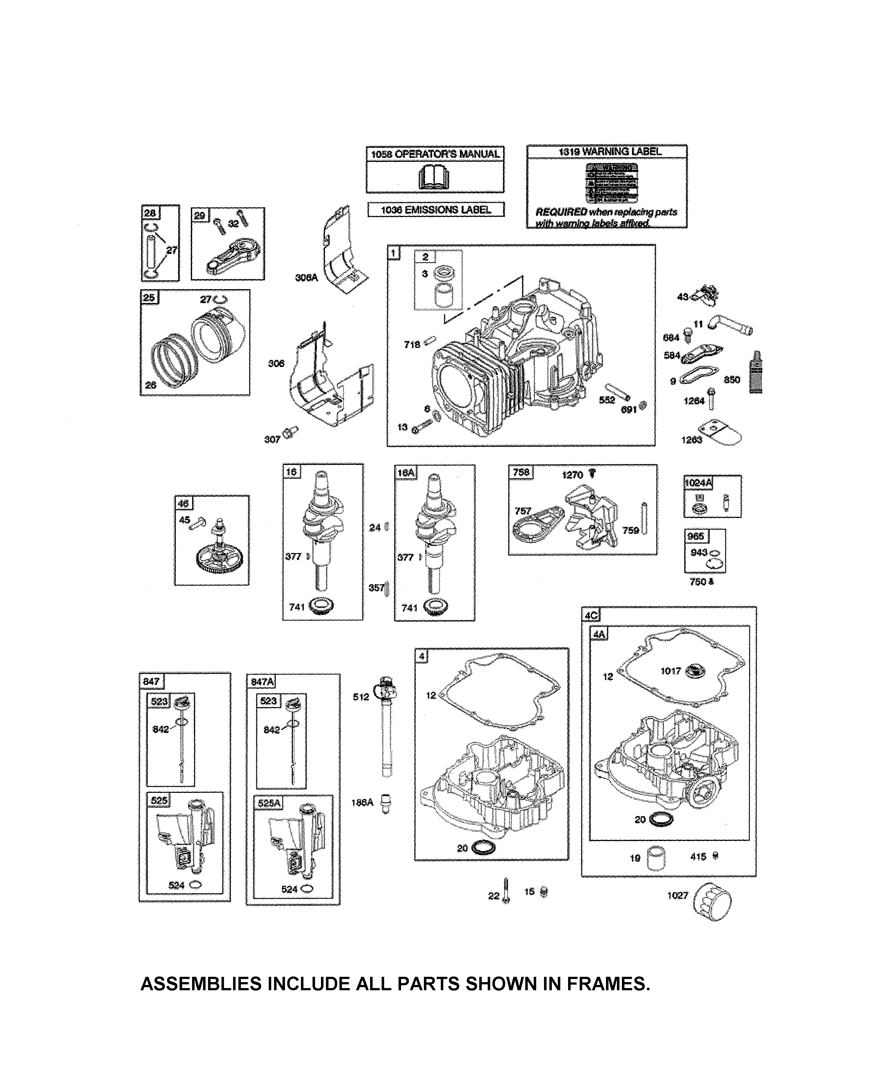 Craftsman 247203731 cylinder/crankshaft/sump diagram