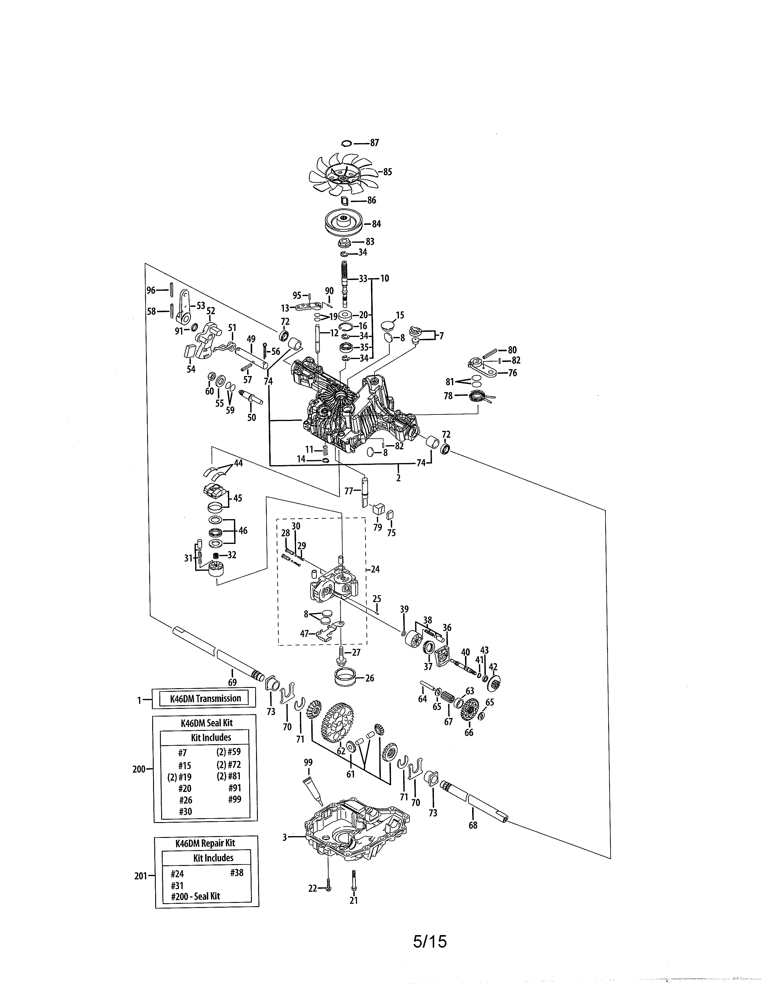 Tuff Torq K46DM transaxle diagram