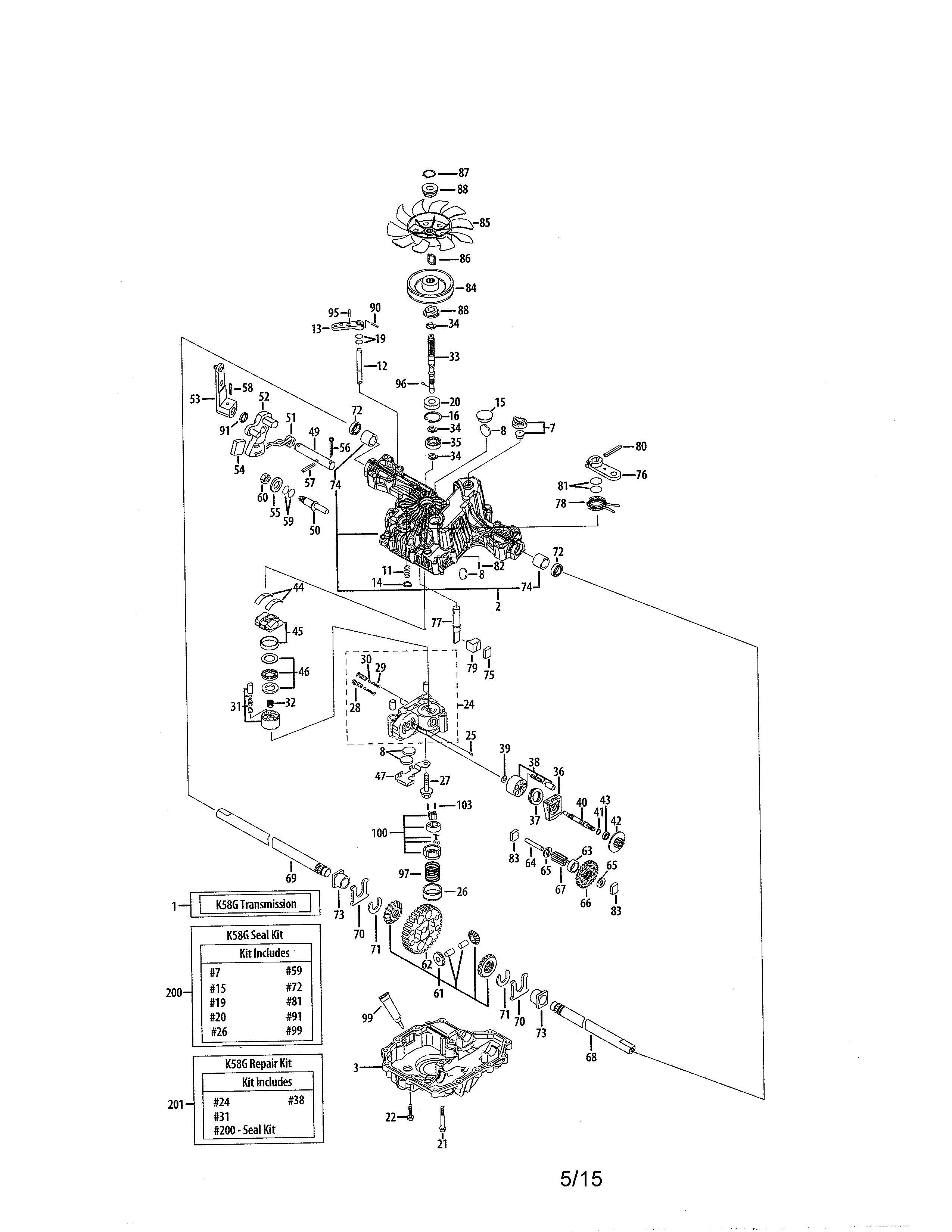 Tuff Torq K58G transaxle diagram