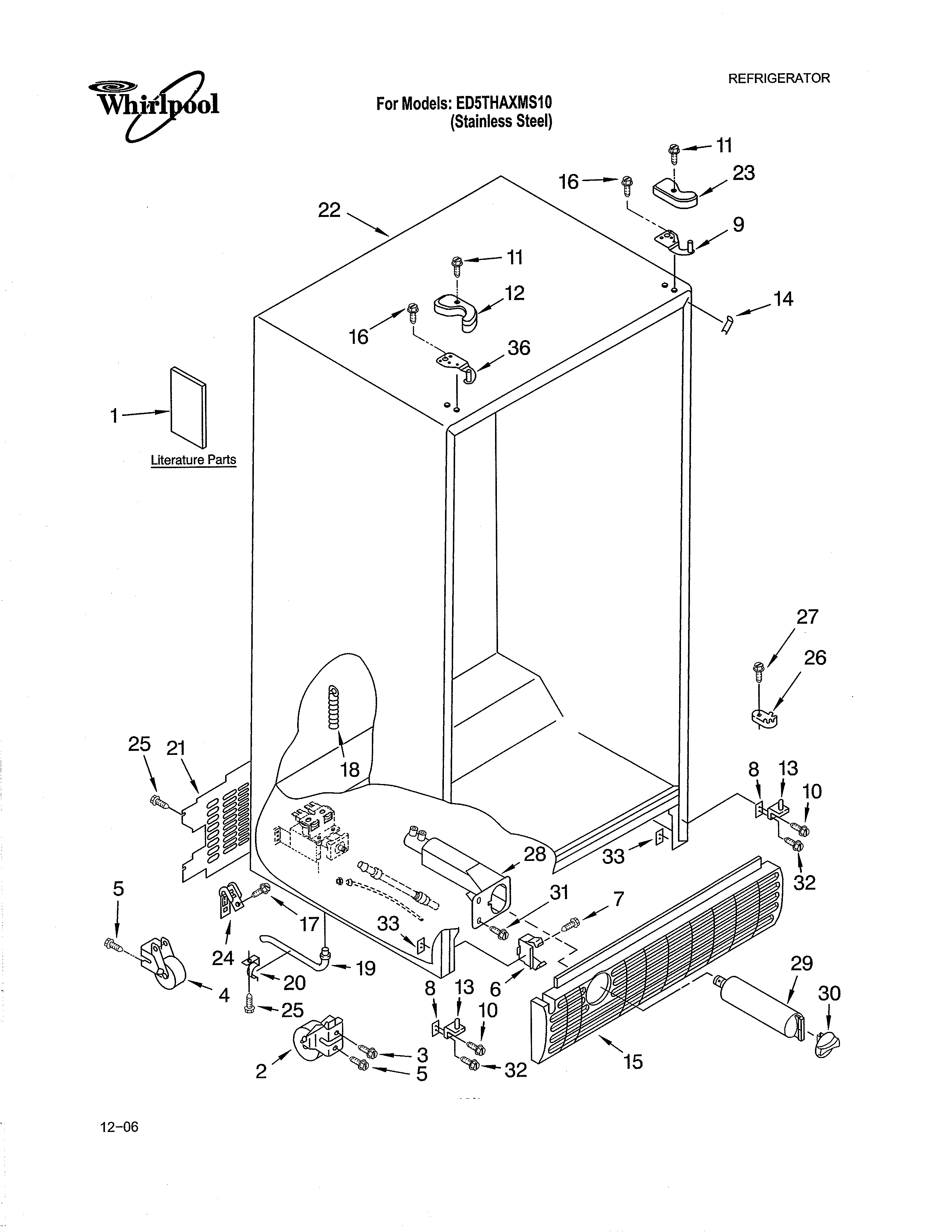 Whirlpool ED5THAXMS10 cabinet diagram