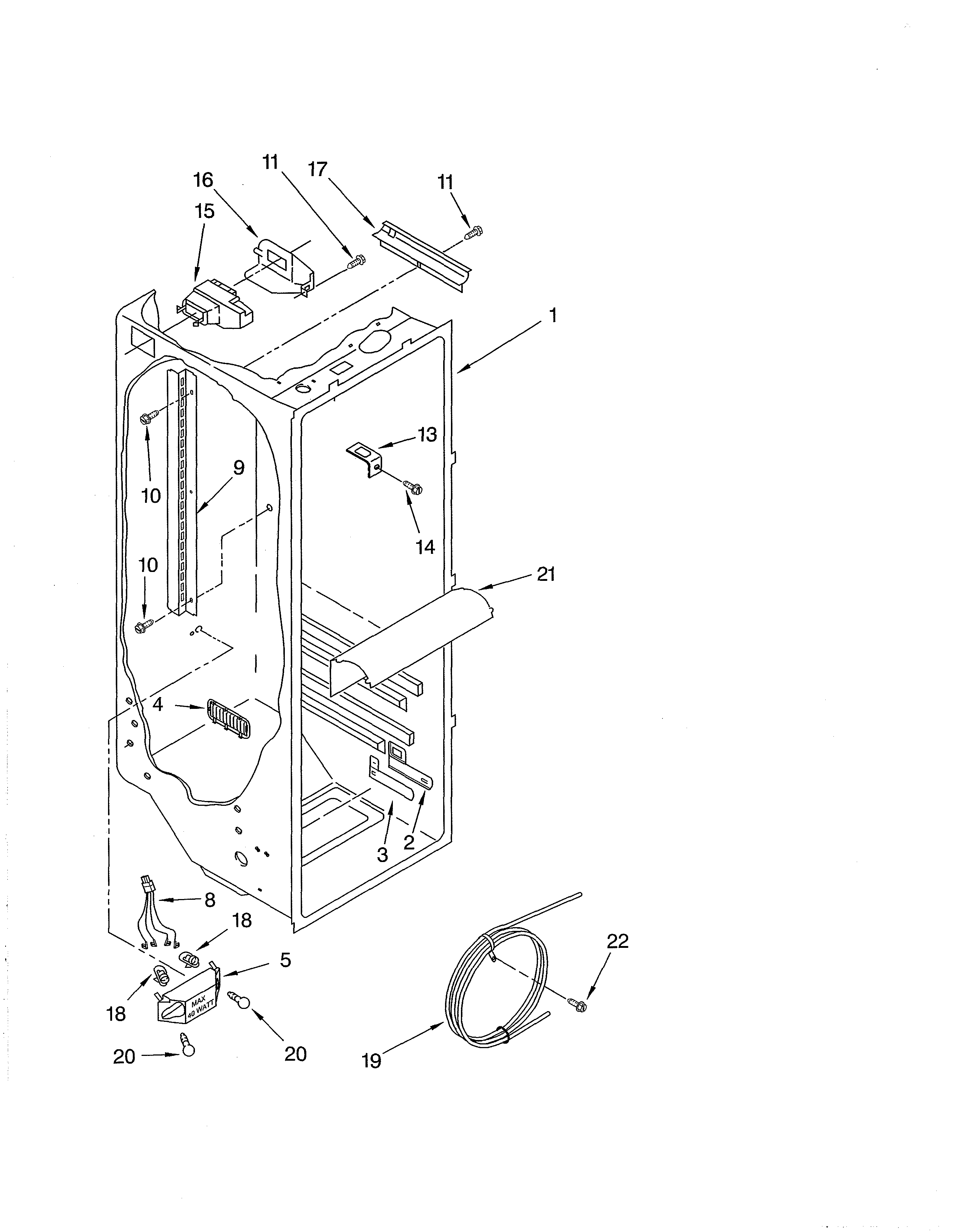Whirlpool ED5THAXMS10 refrigerator liner diagram