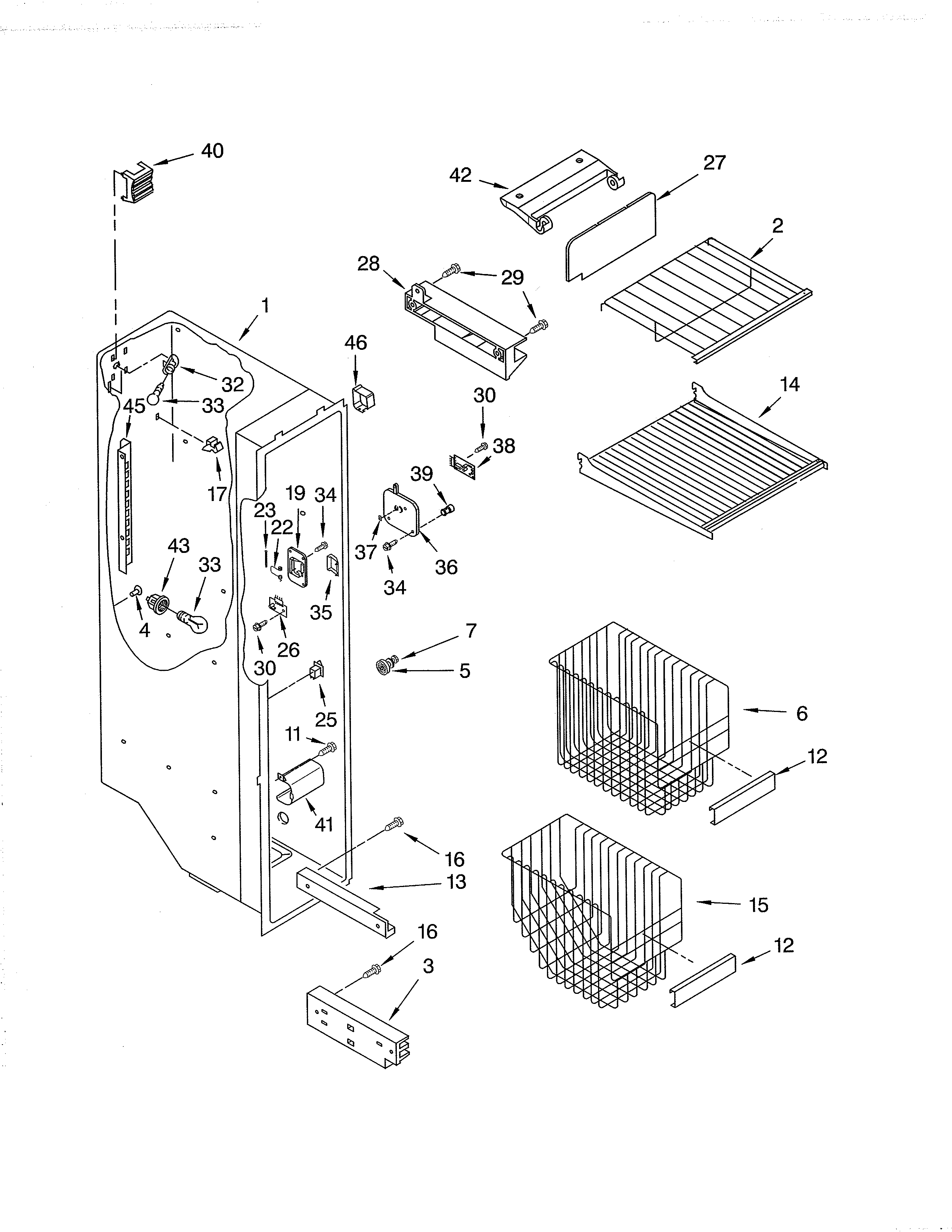Whirlpool ED5THAXMS10 freezer liner diagram
