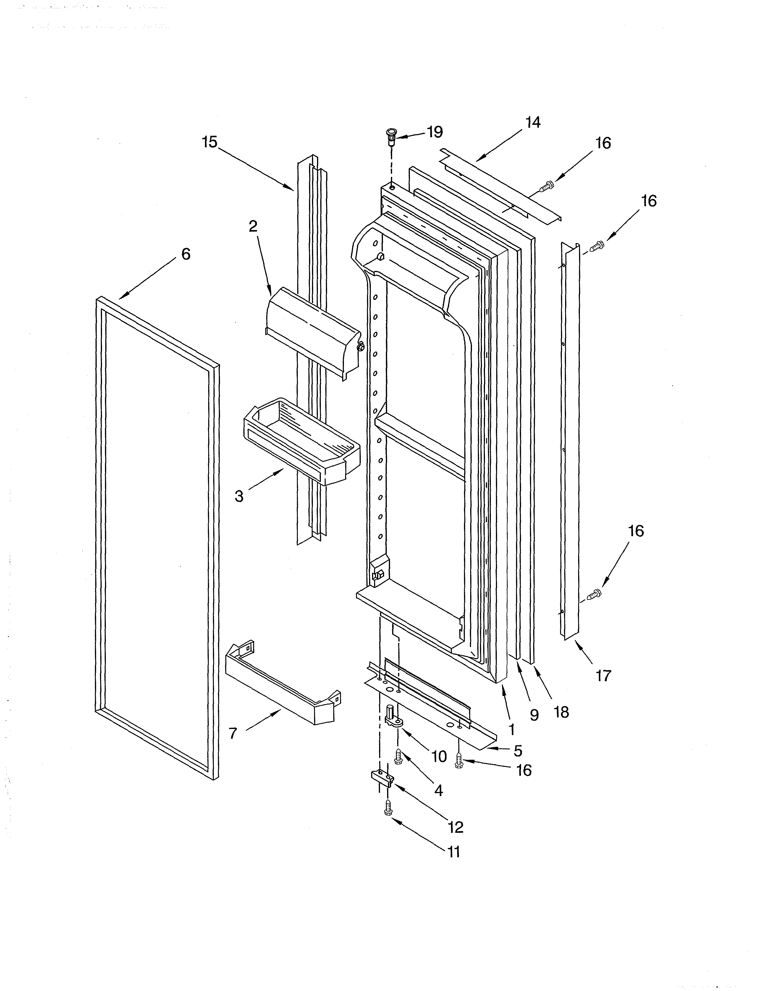 Whirlpool ED5THAXMS10 refrigerator door diagram