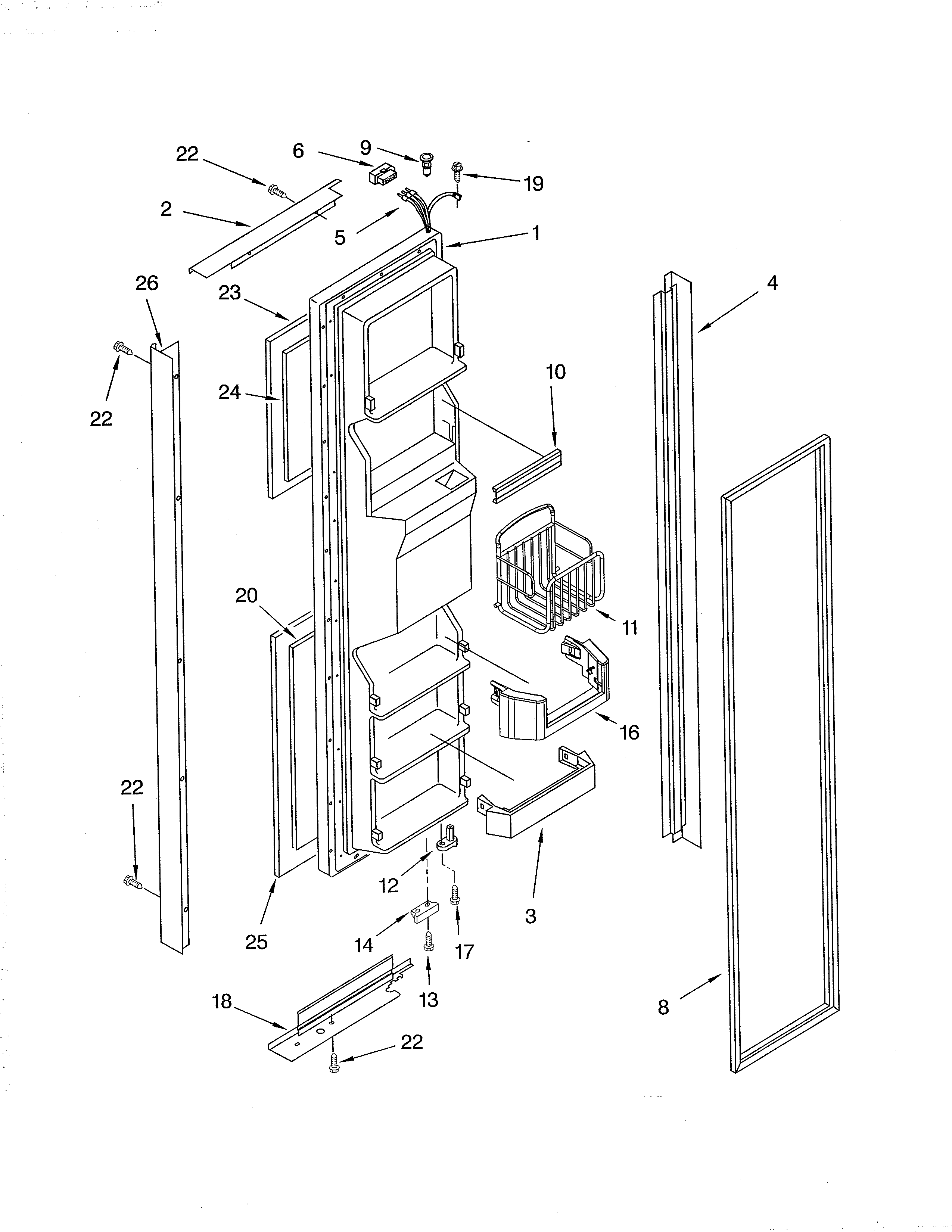Whirlpool ED5THAXMS10 freezer door diagram