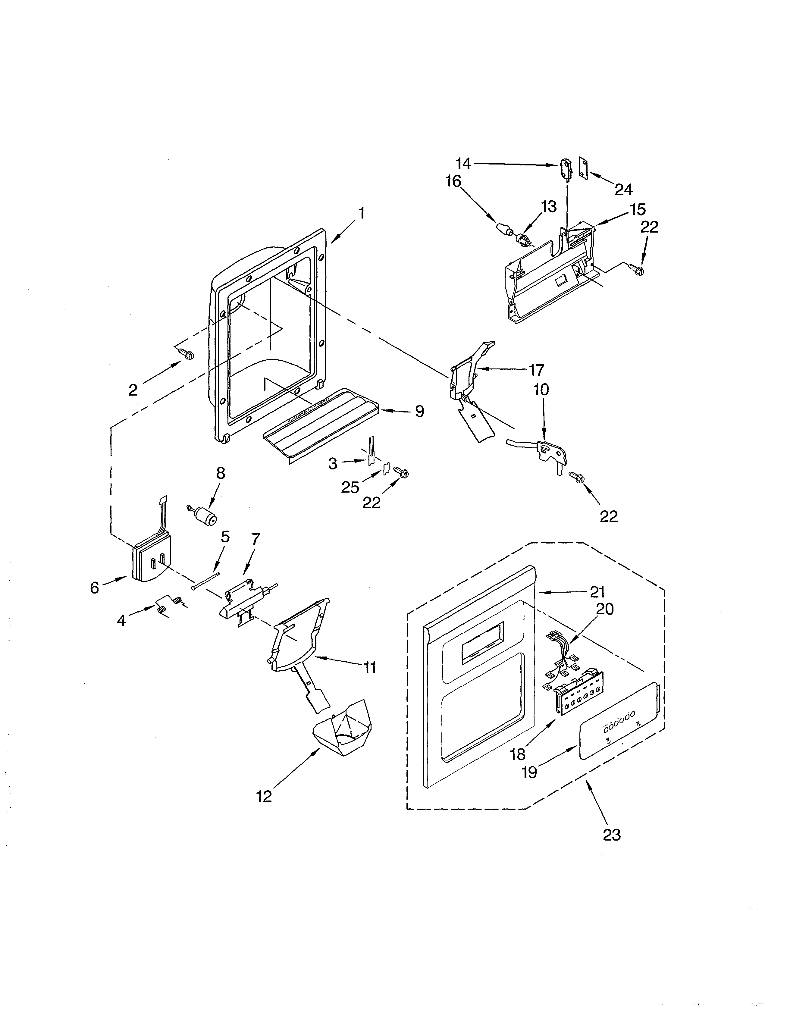 Whirlpool ED5THAXMS10 dispenser front diagram