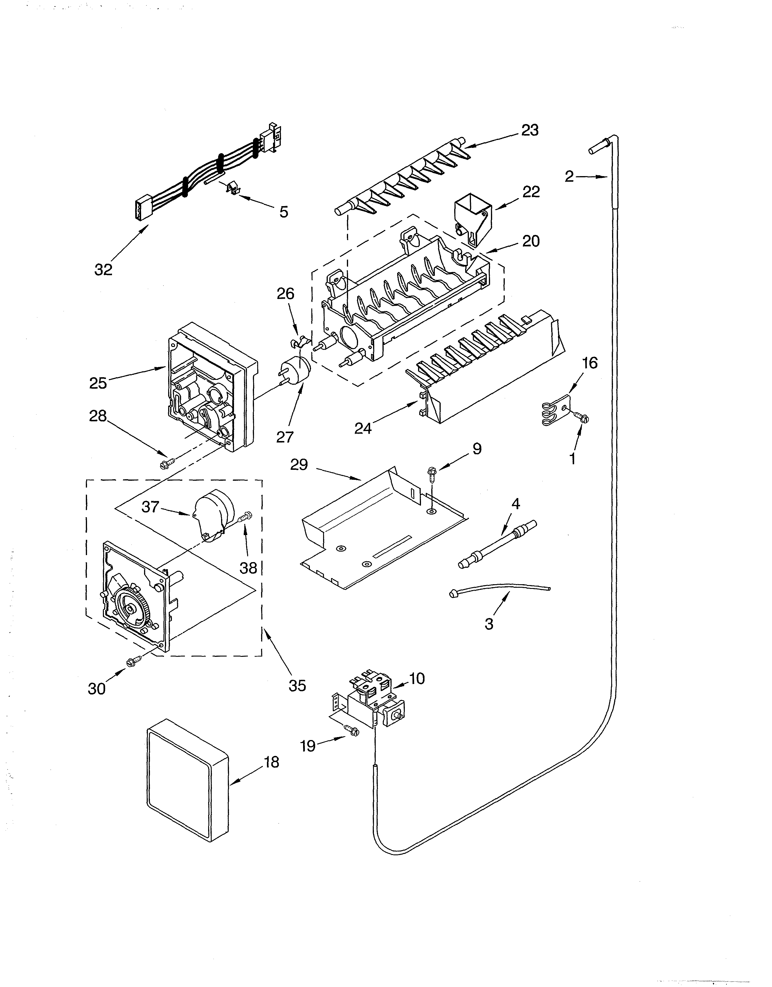 Whirlpool ED5THAXMS10 icemaker diagram