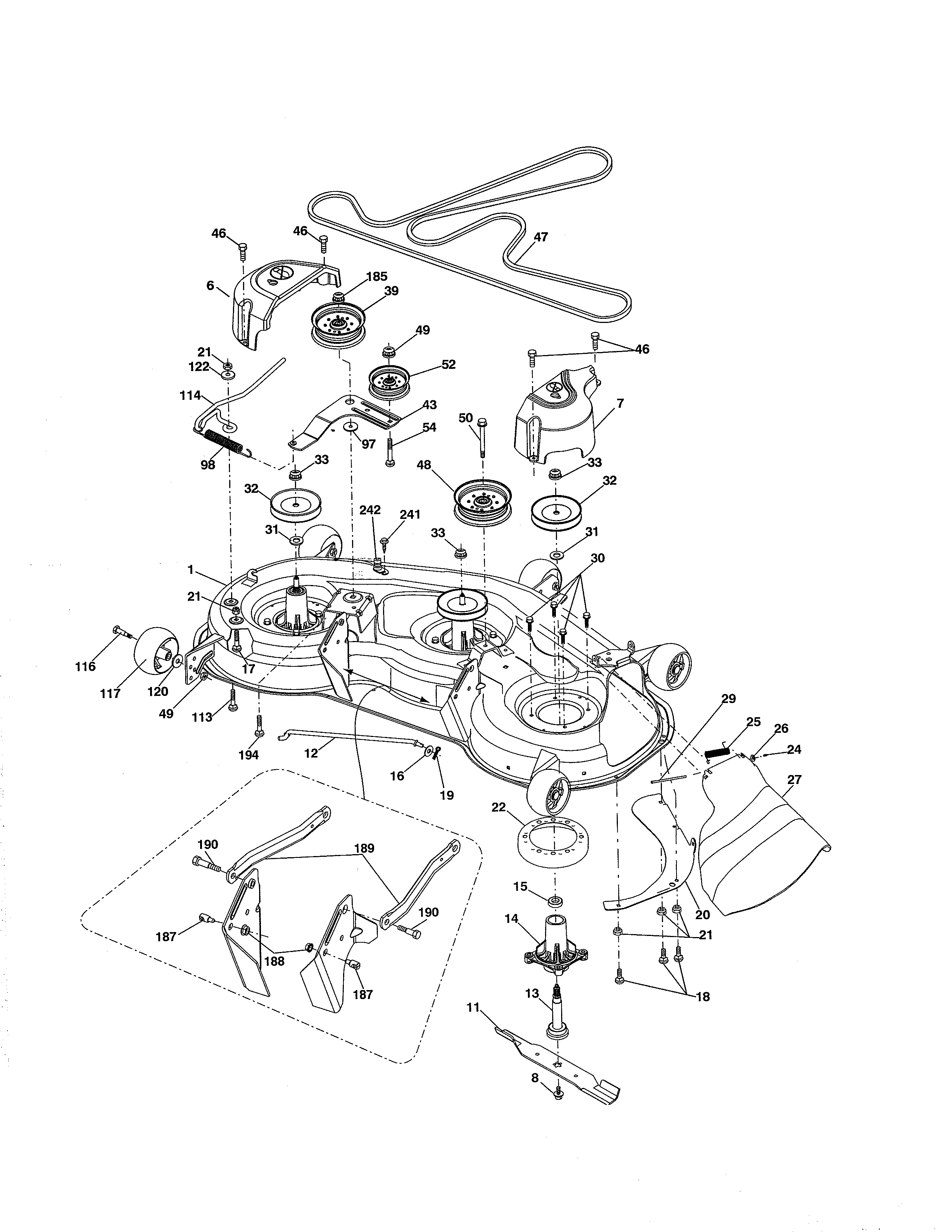 Husqvarna YTH24V48-96043018200 mower deck diagram