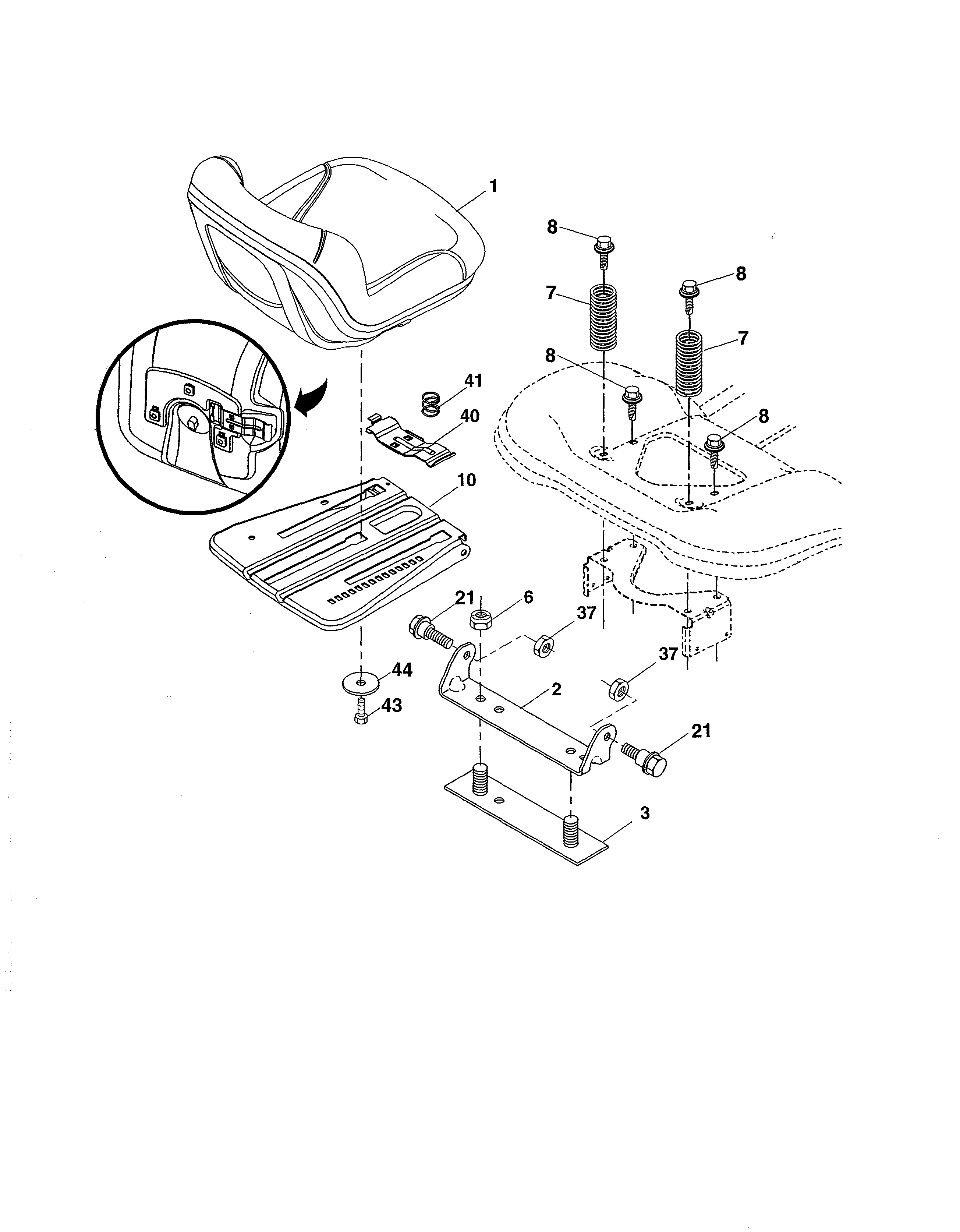 Husqvarna YTH24V48-96043018200 seat diagram