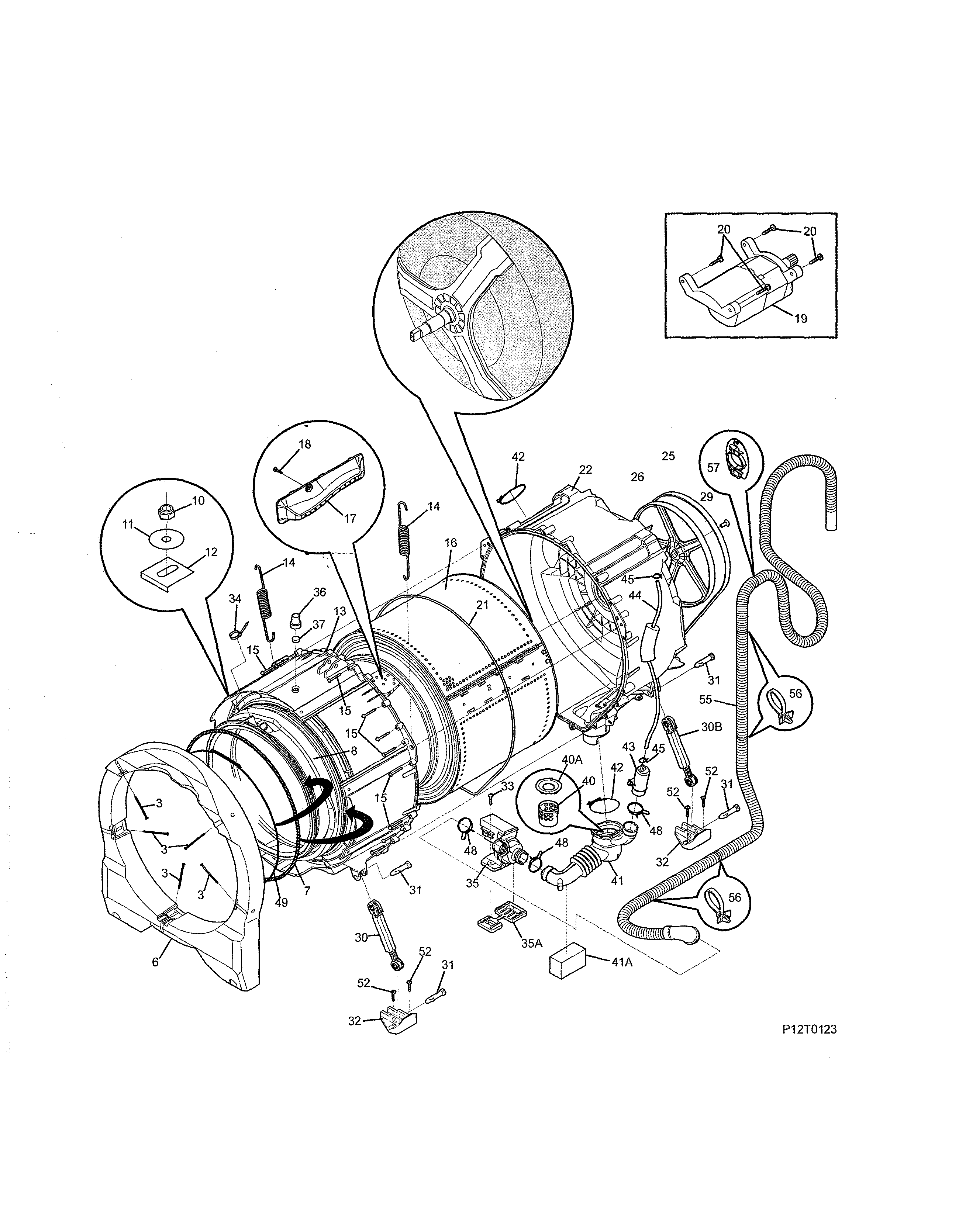 Kenmore 41741122410 motor/tub diagram