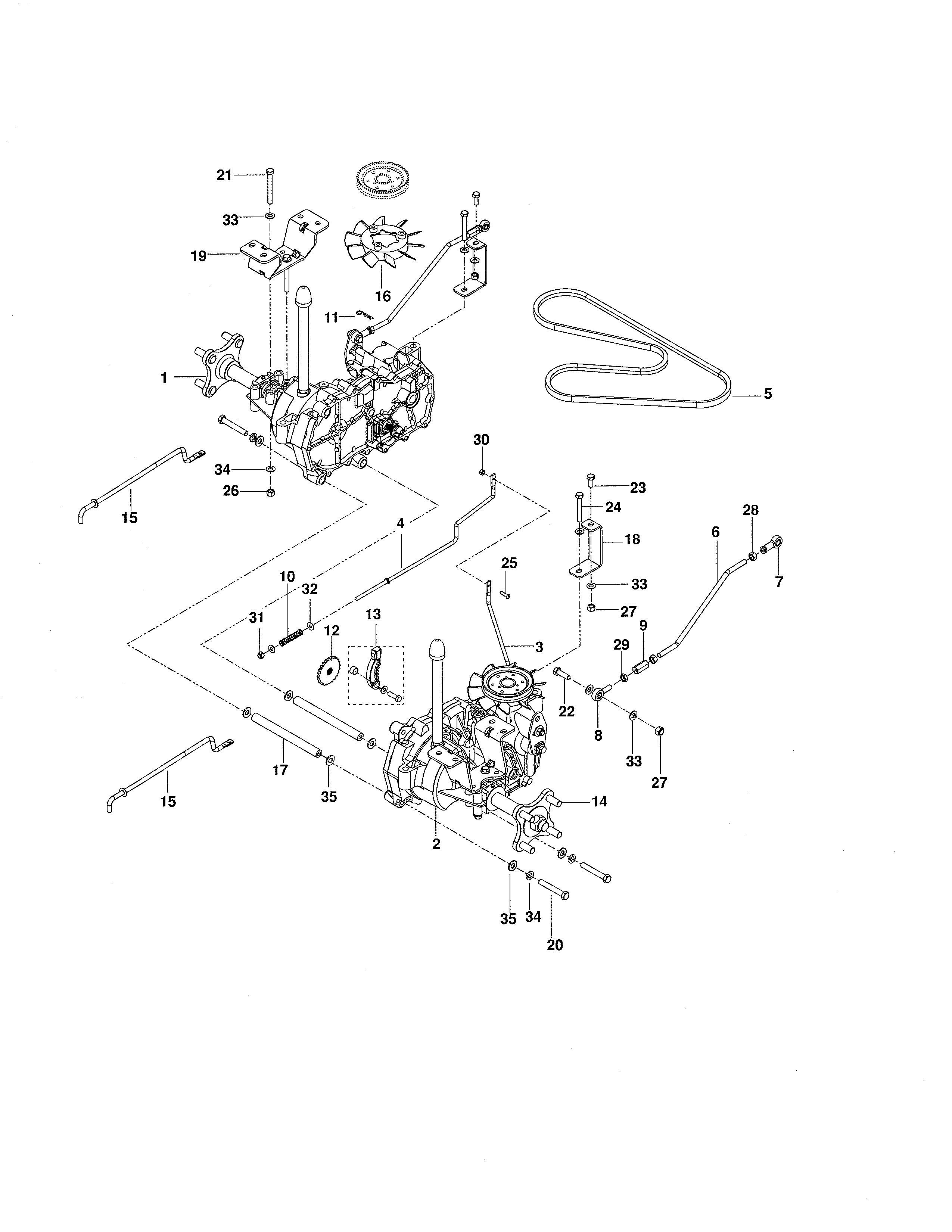 Husqvarna RZ5424/966659301 hydraulic pump/motor diagram