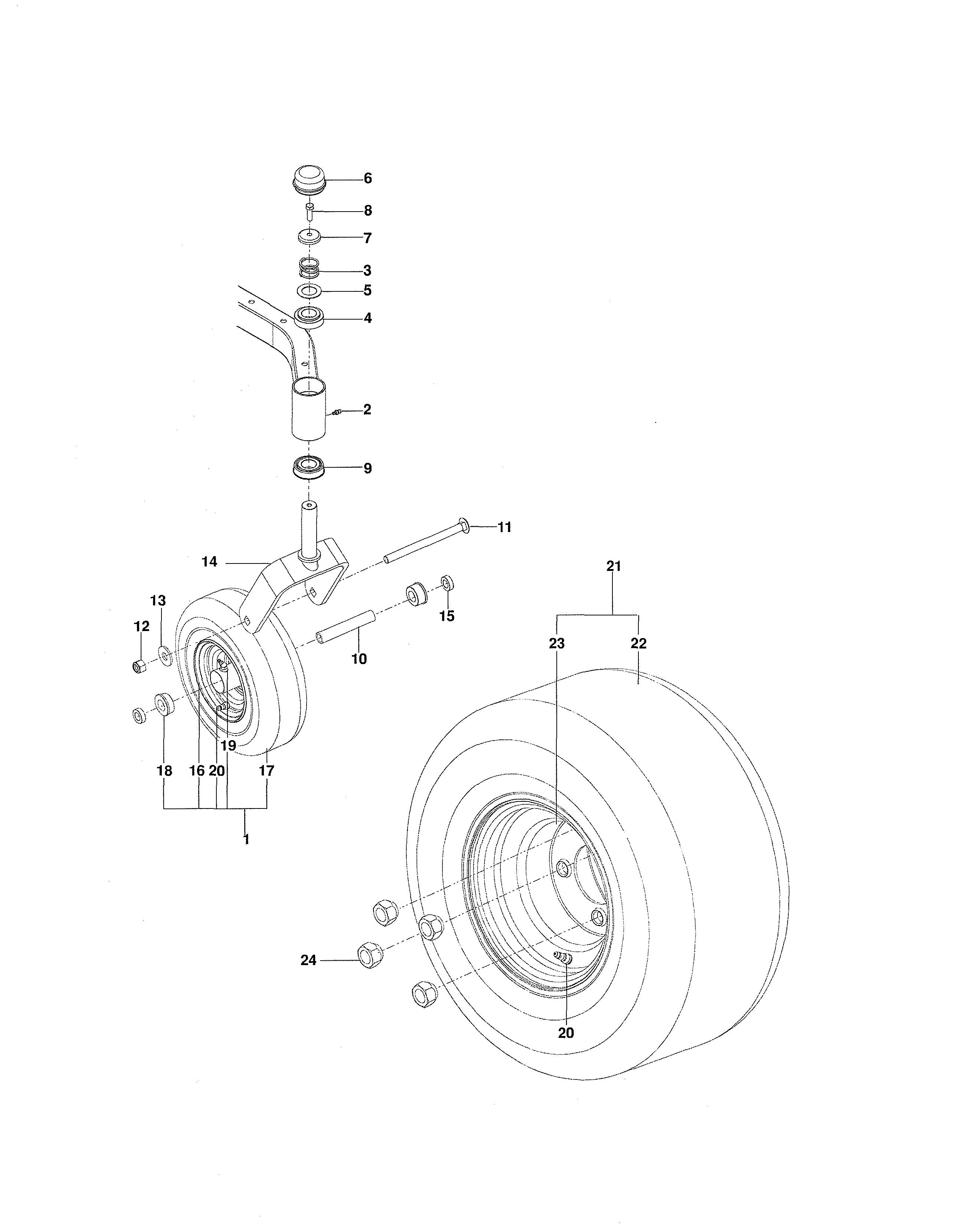Husqvarna RZ5424/966659301 wheels & tires diagram