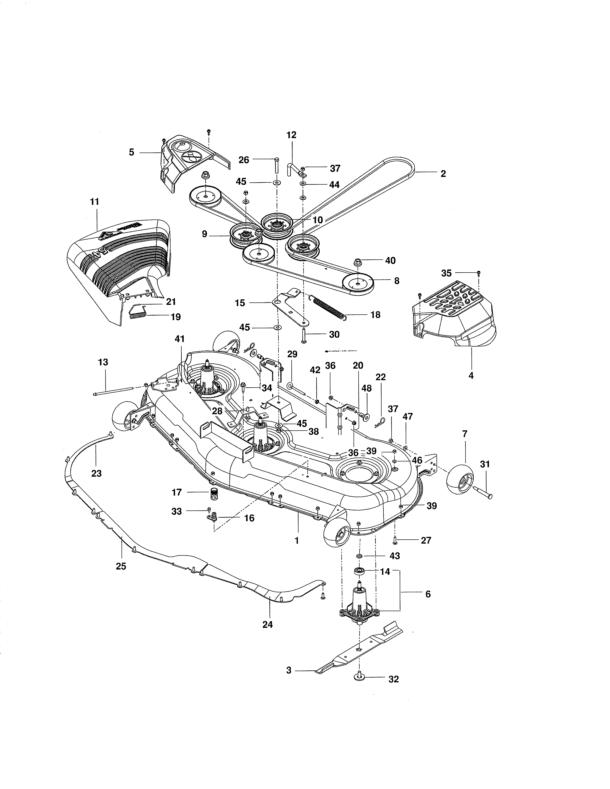 Husqvarna RZ5424/966659301 mower deck/cutting deck diagram