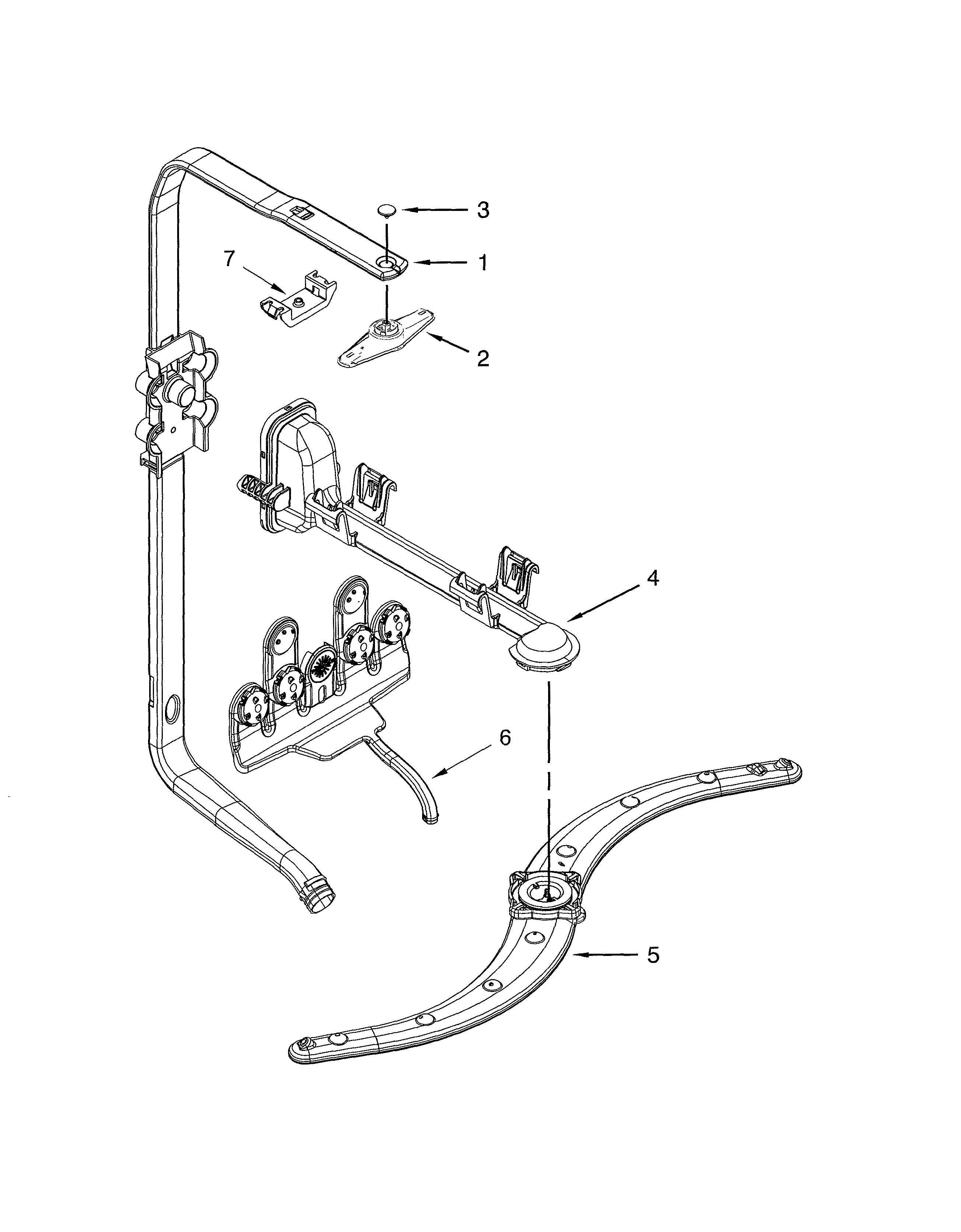 Kenmore Elite 66512763K313 upper wash & rinse diagram