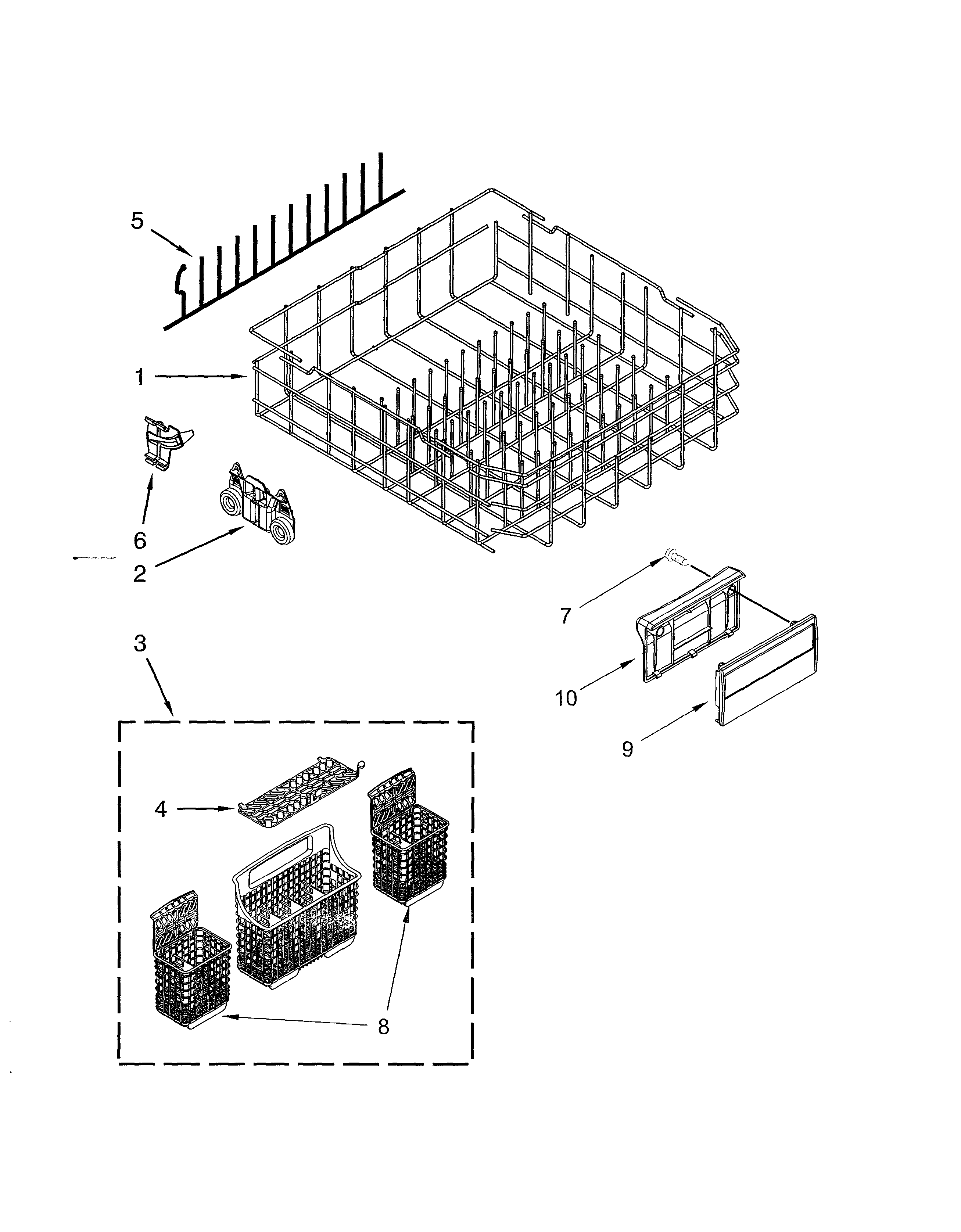 Kenmore Elite 66512763K313 lower rack diagram