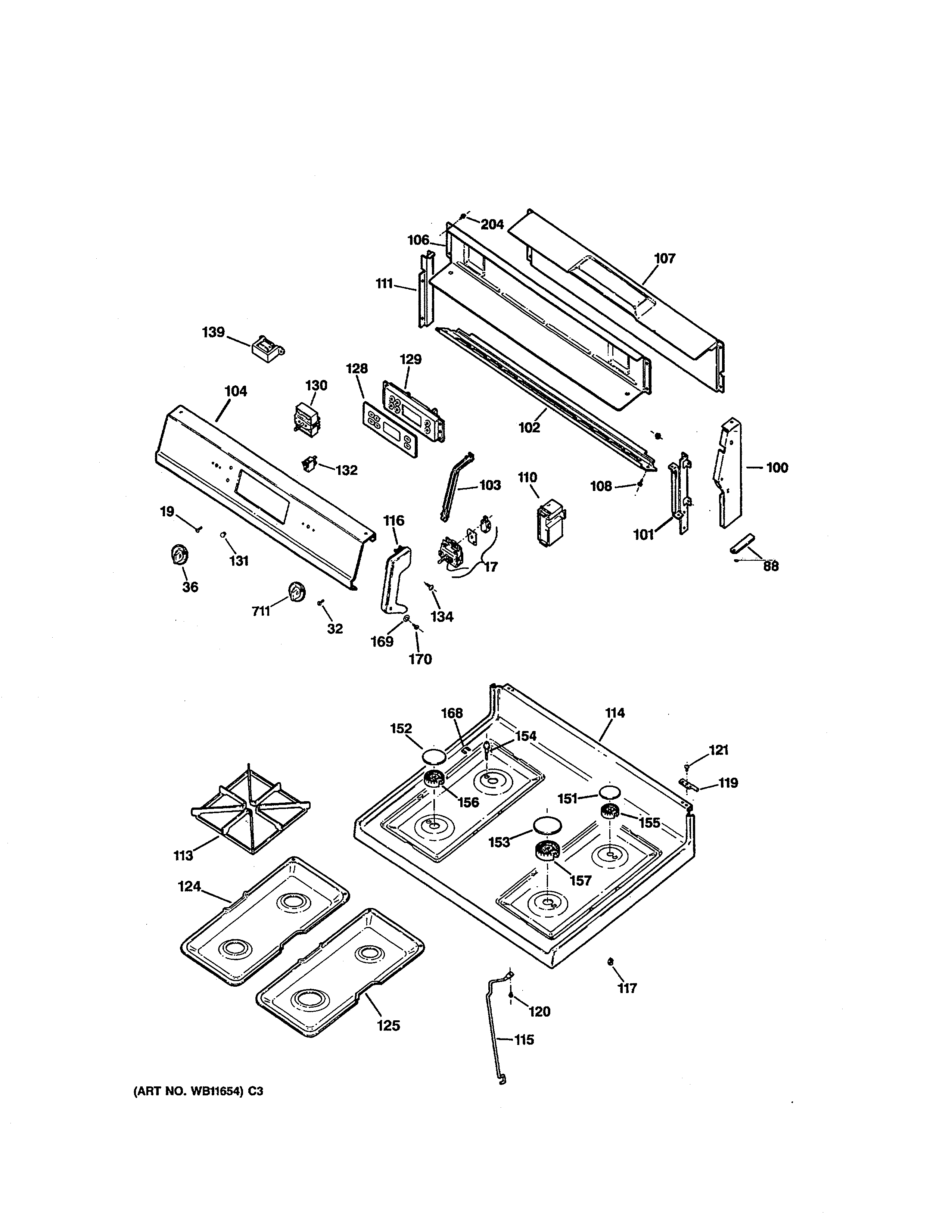 GE JGBP30AEV2AA cooktop diagram