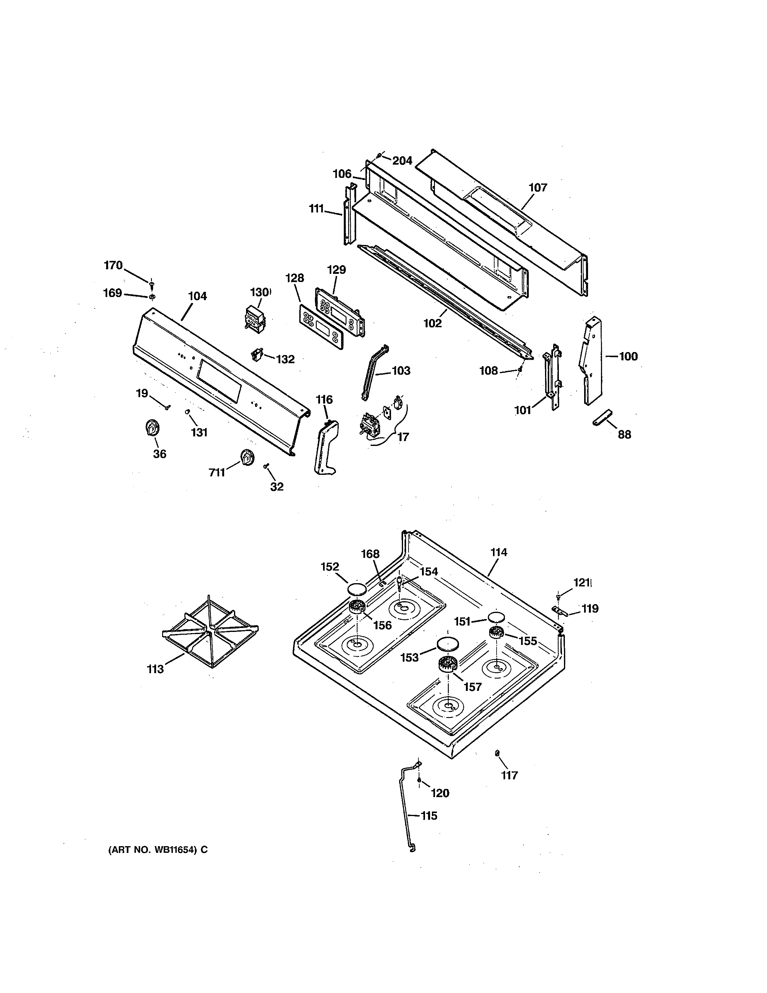 GE JGBP30GEV1AD control panel diagram