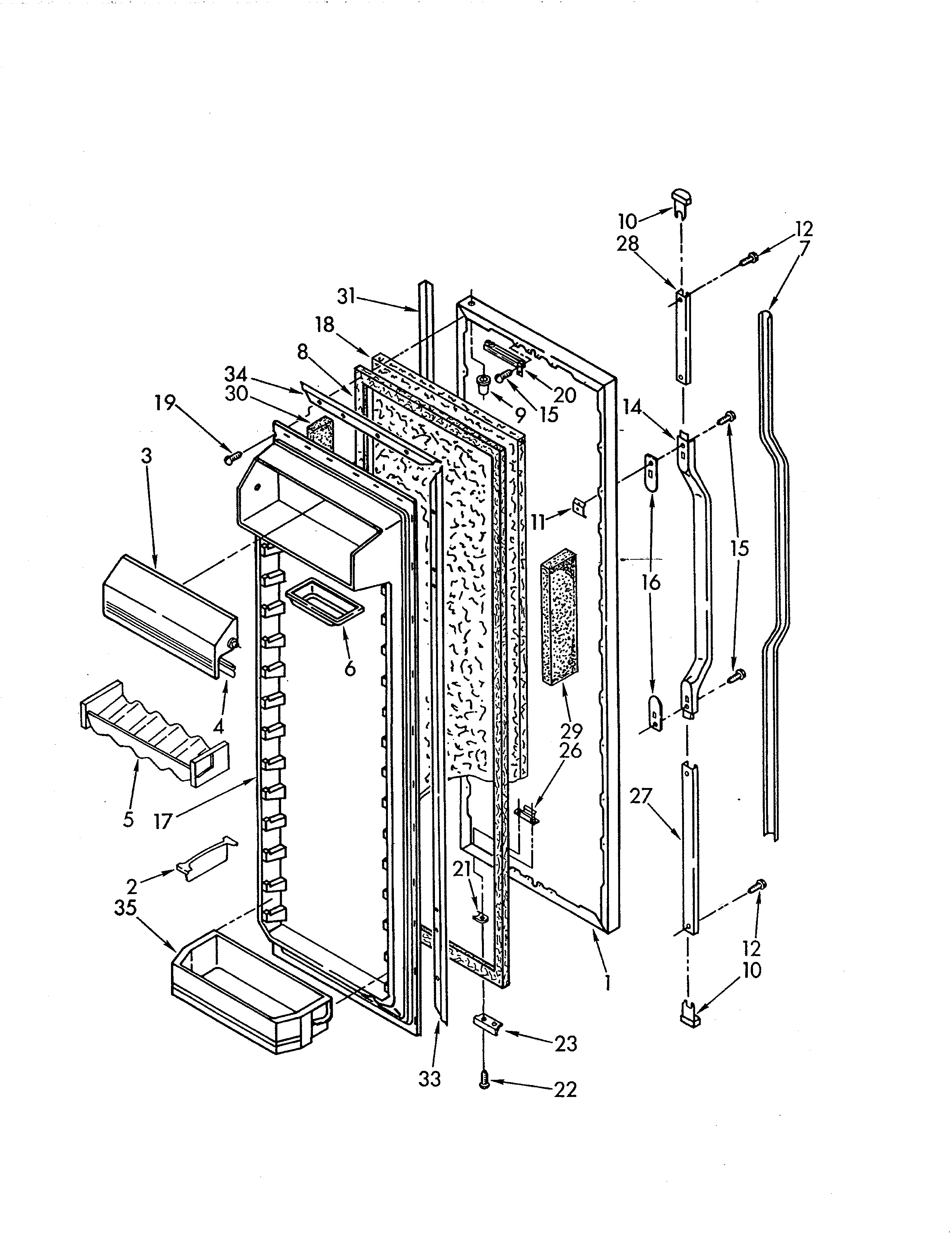KitchenAid KSRS25QAWH01 refrigerator door diagram