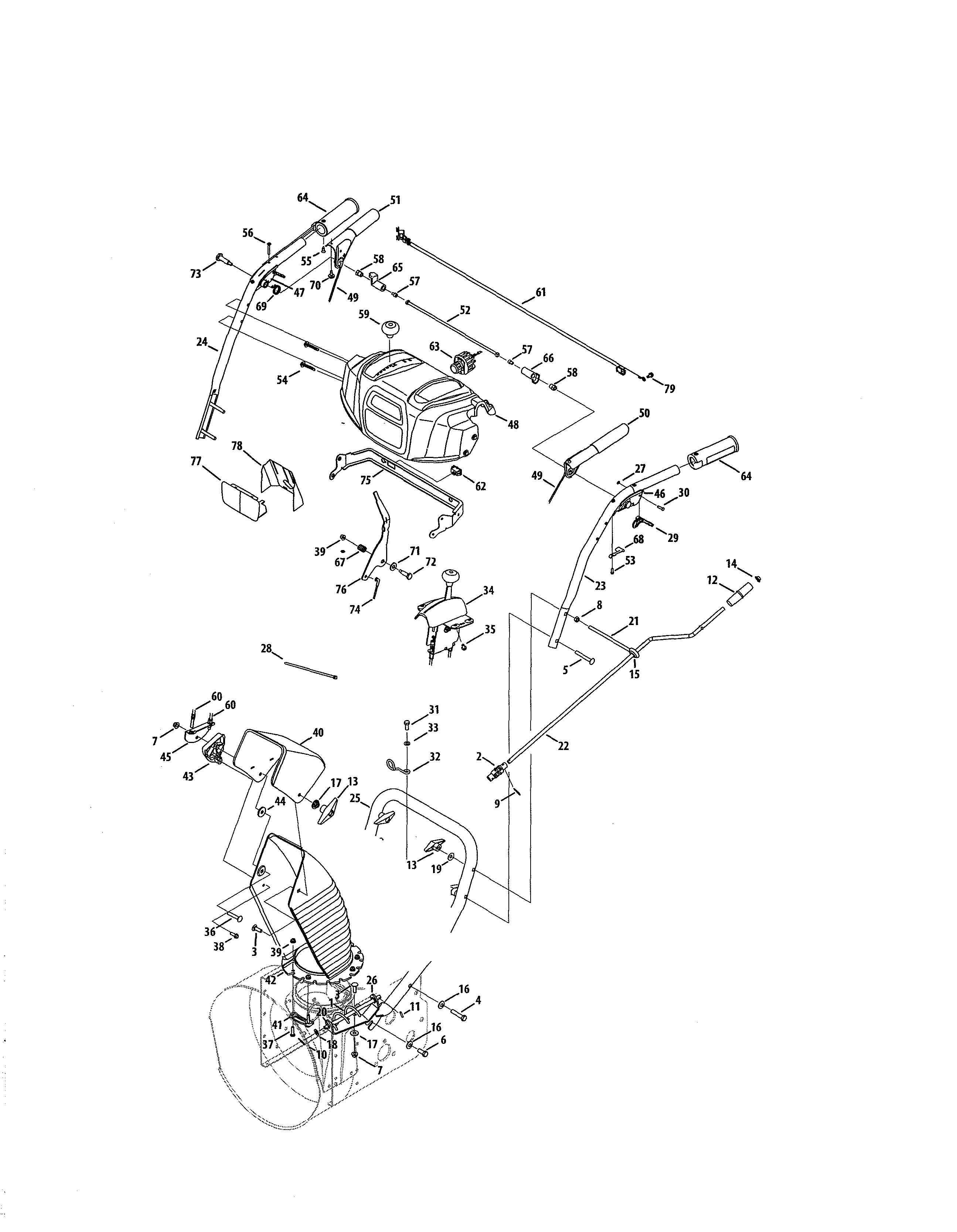 Craftsman 247888760 chute/handle diagram