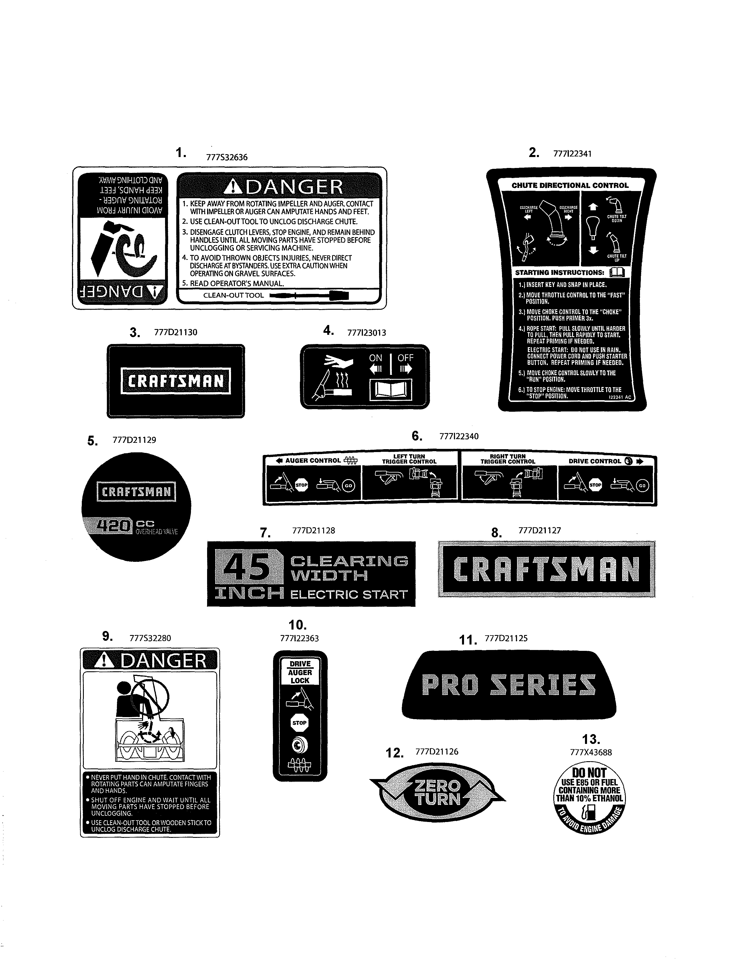 Craftsman 247888780 decals diagram
