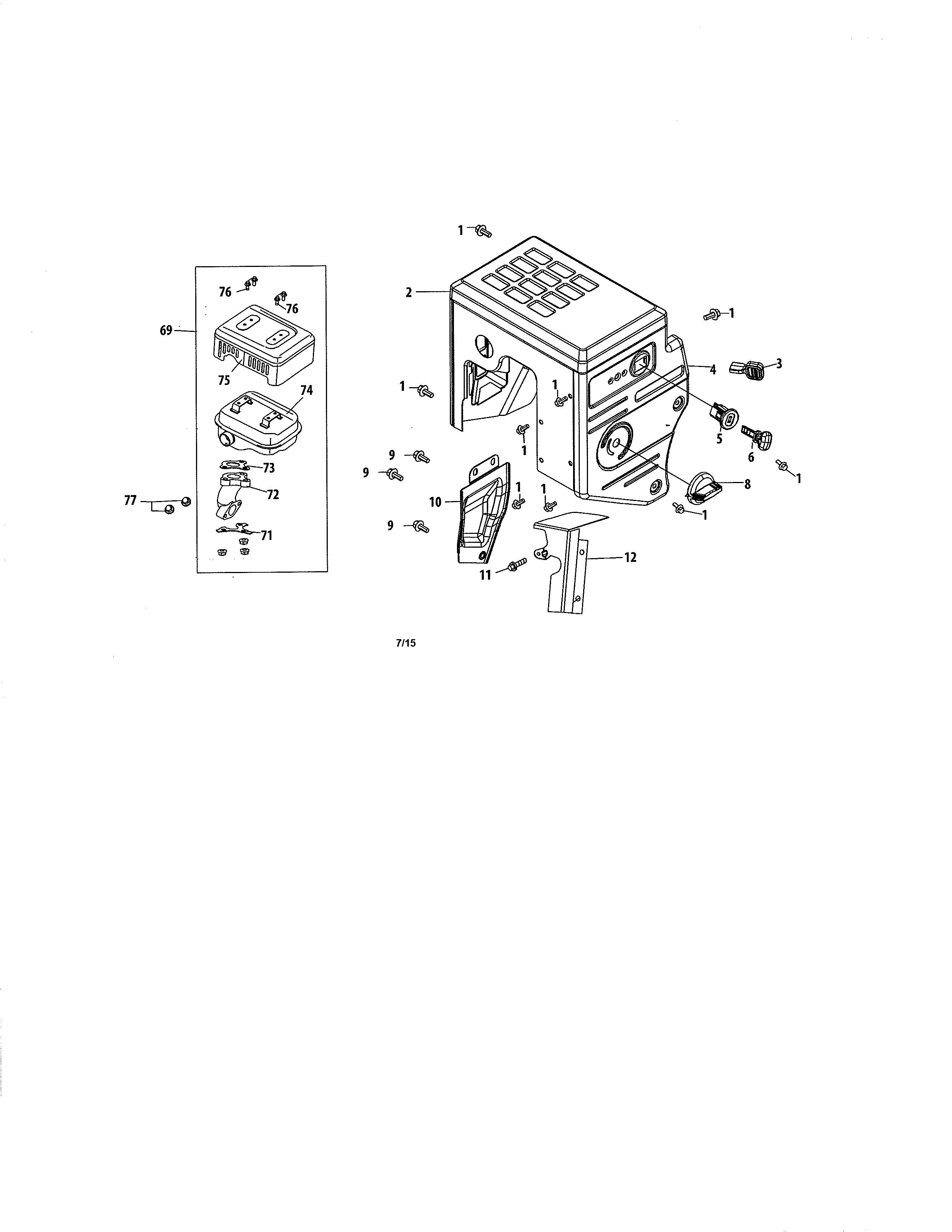 Craftsman 247883961 muffler & controls diagram