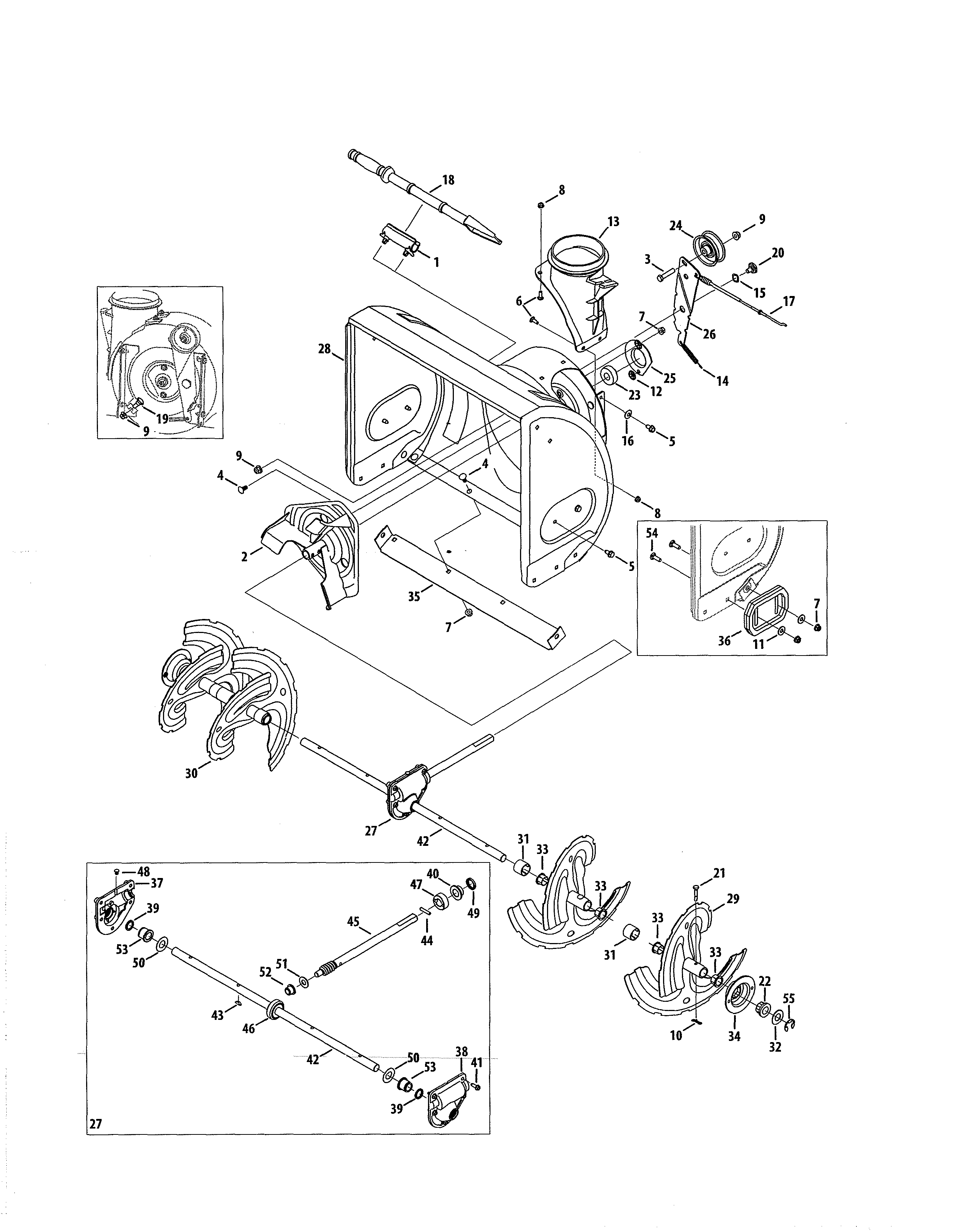MTD 31BS62EE799 gearbox/auger housing/spiral diagram