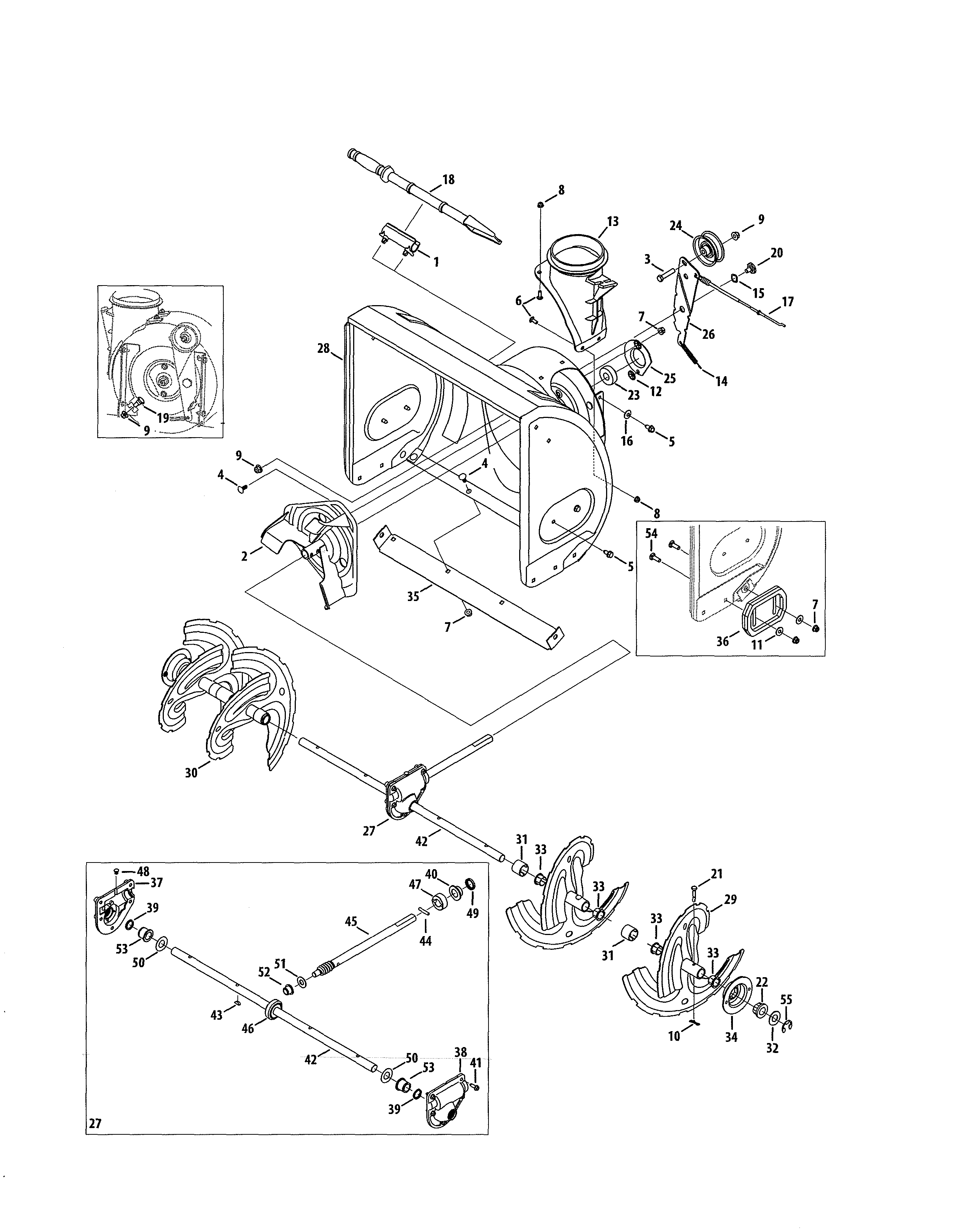 Craftsman 247881731 auger housing/spiral/gearbox diagram