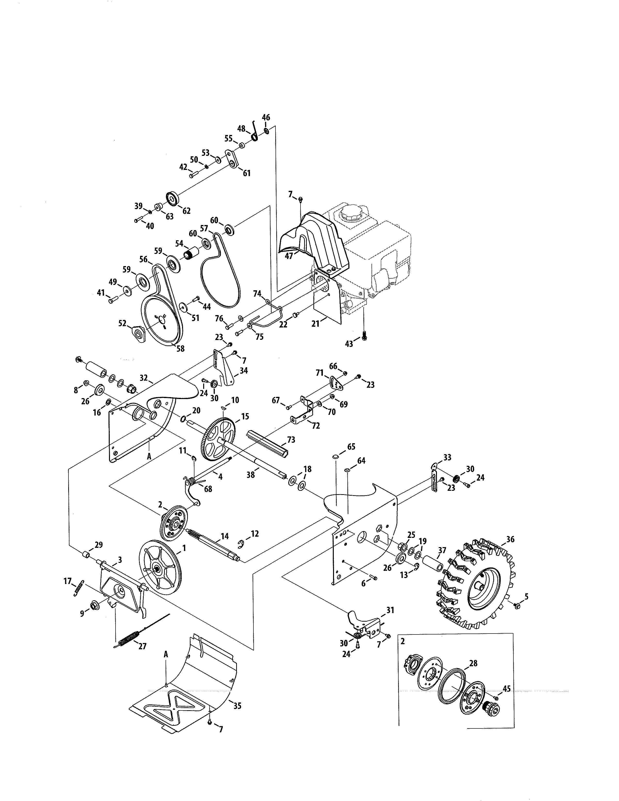 Craftsman 247881731 axle/wheels/belts diagram