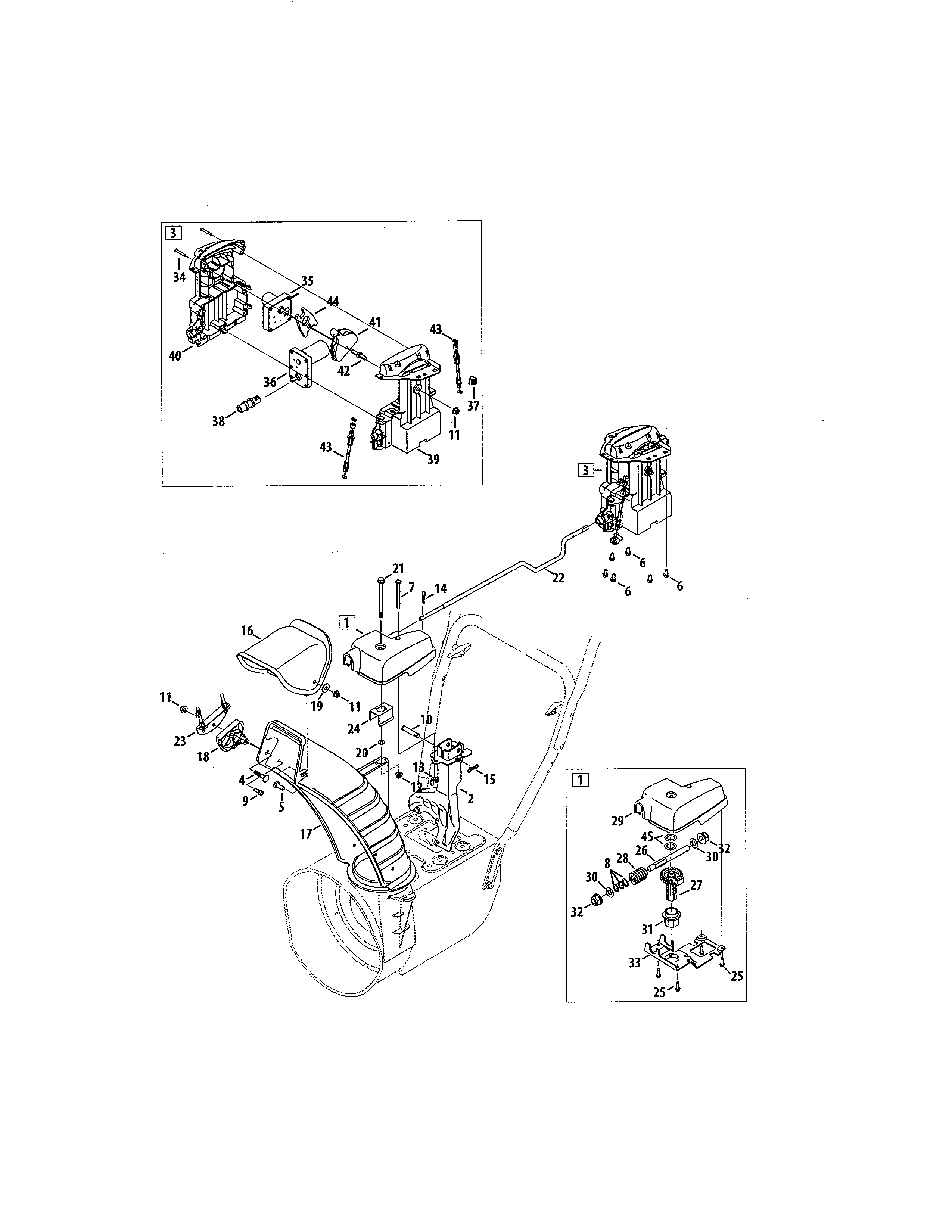 Craftsman 247883961 chute/gearbox diagram