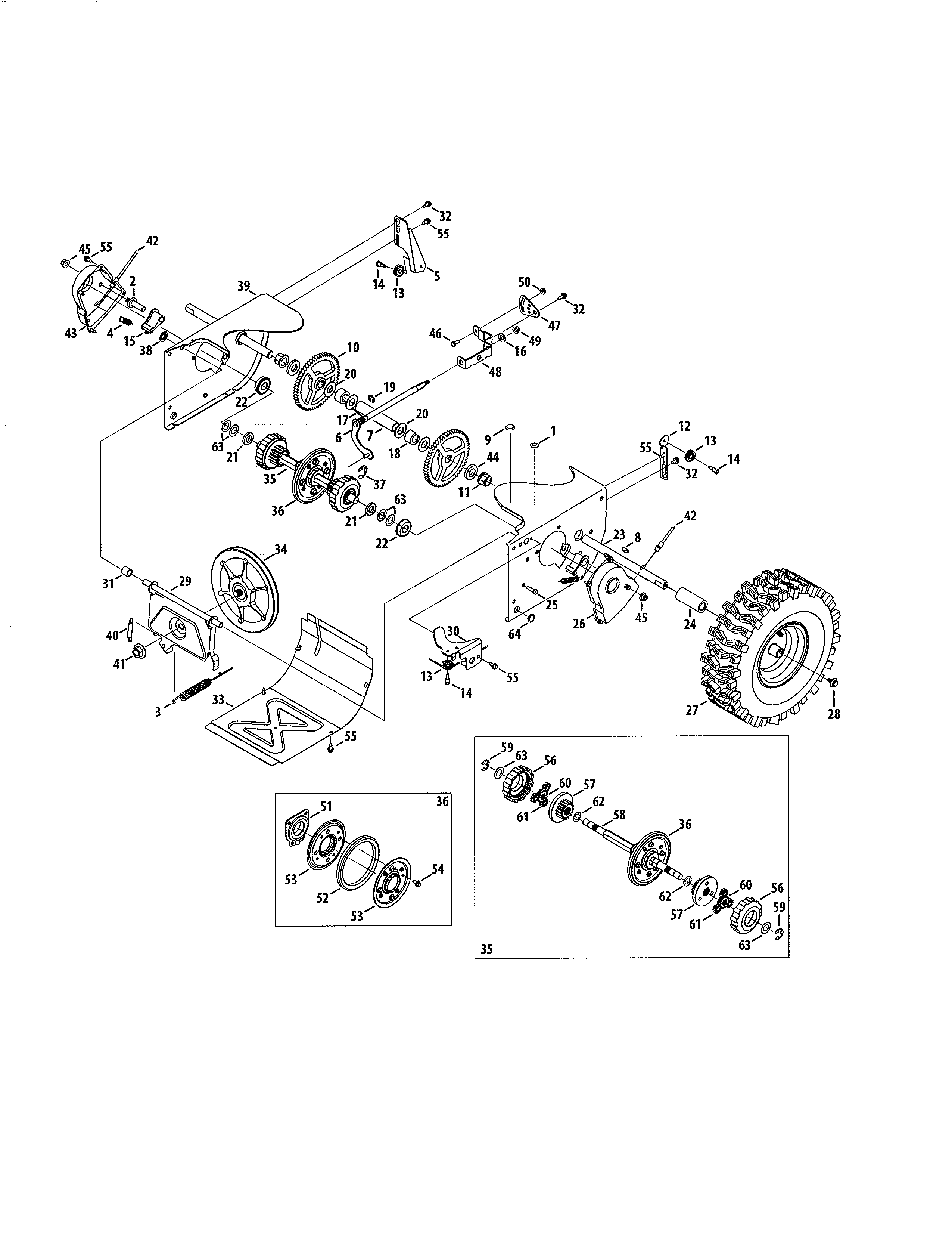 Craftsman 247886940 wheels/drive shaft diagram