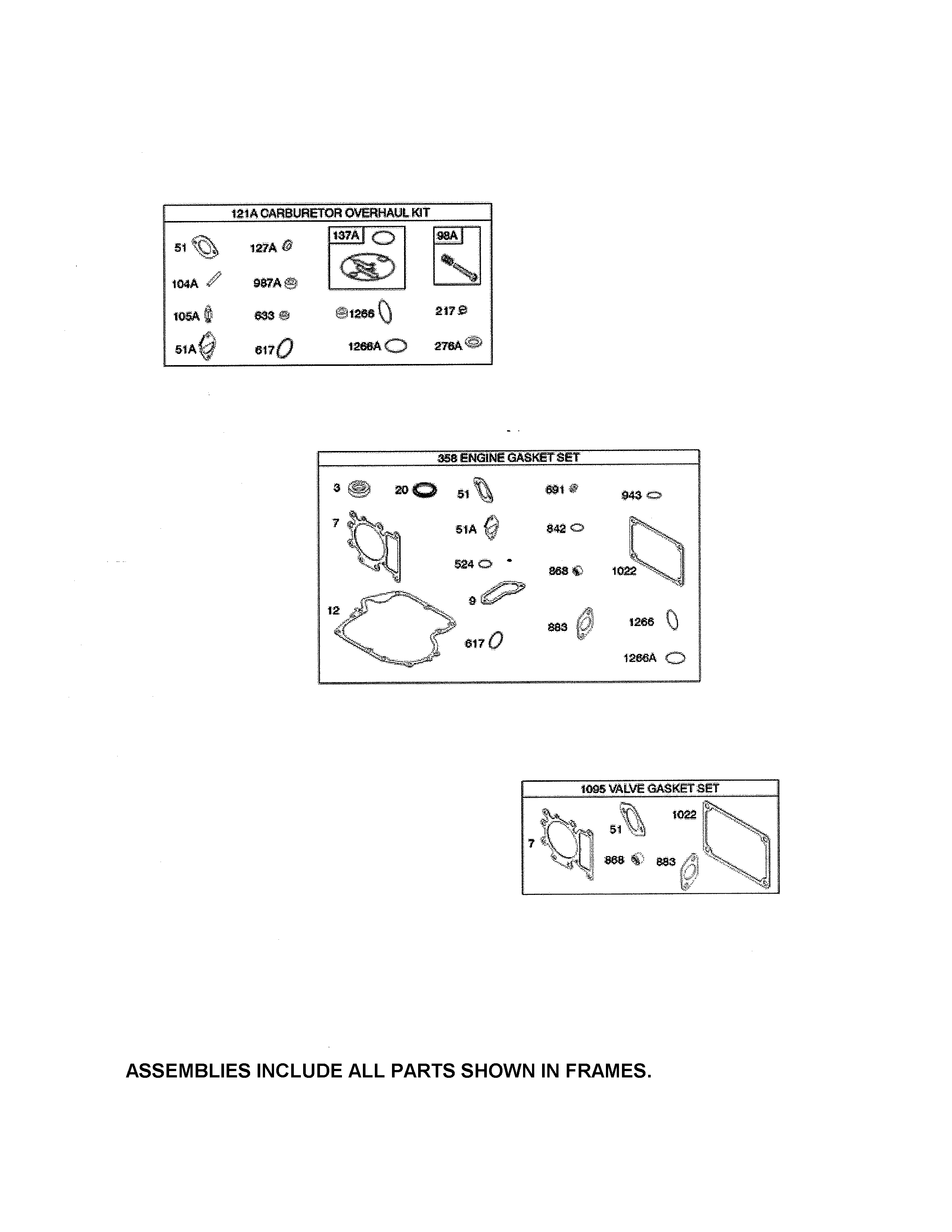 MTD 13AD78XS099 gasket sets diagram