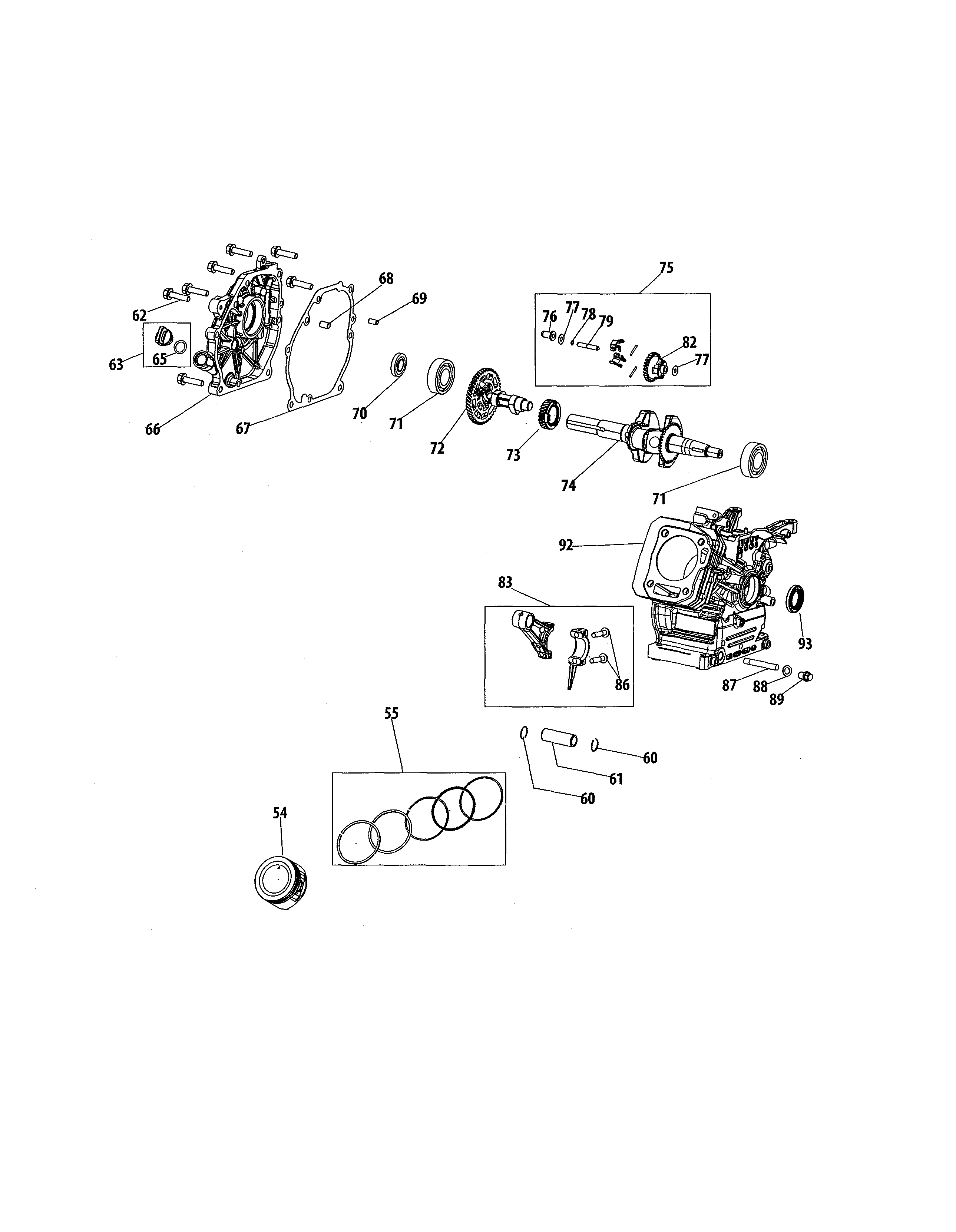 MTD 31S6BEE799 crankcase diagram