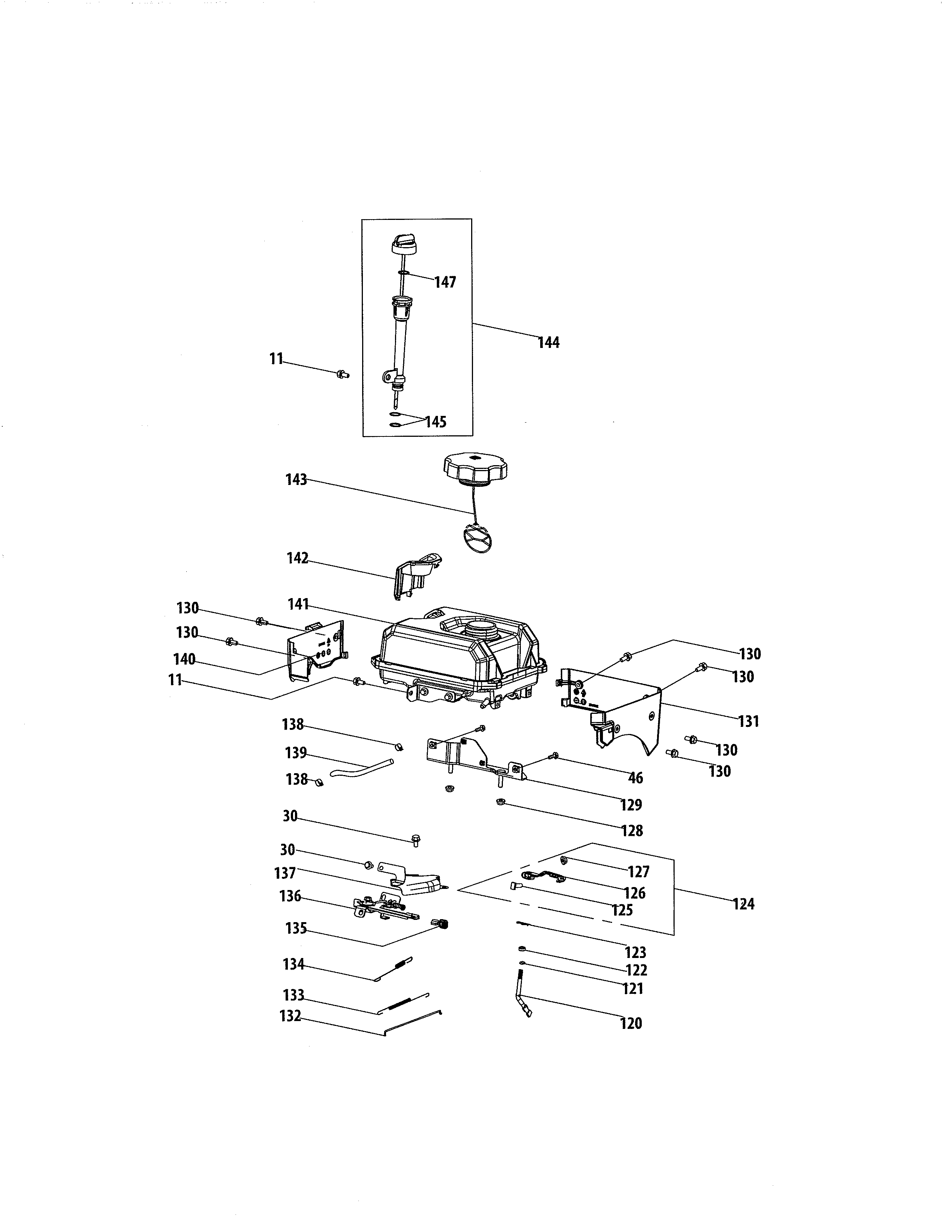 MTD 31S6BEE799 fuel tank & mounting diagram
