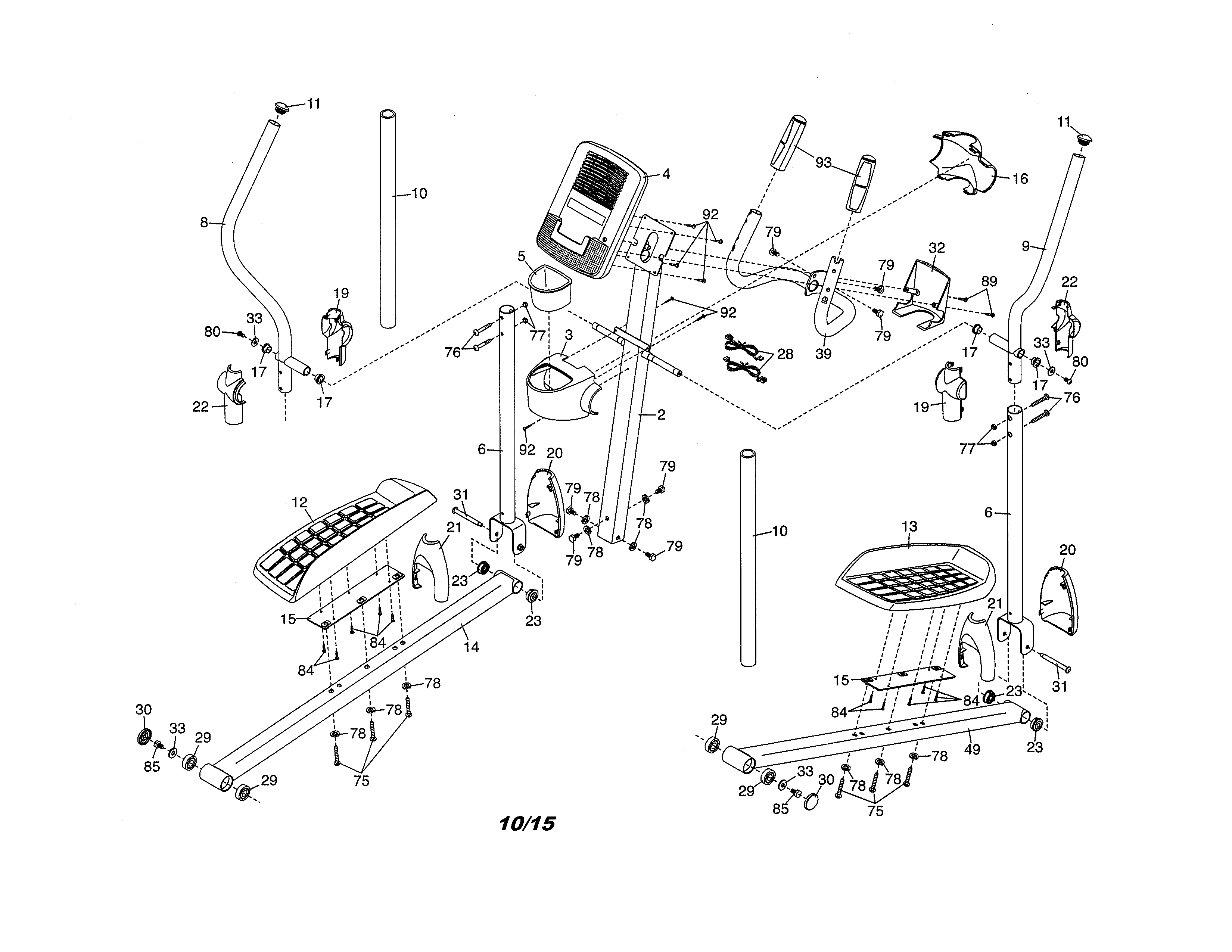 Proform 831239435 pedals/console/upright diagram