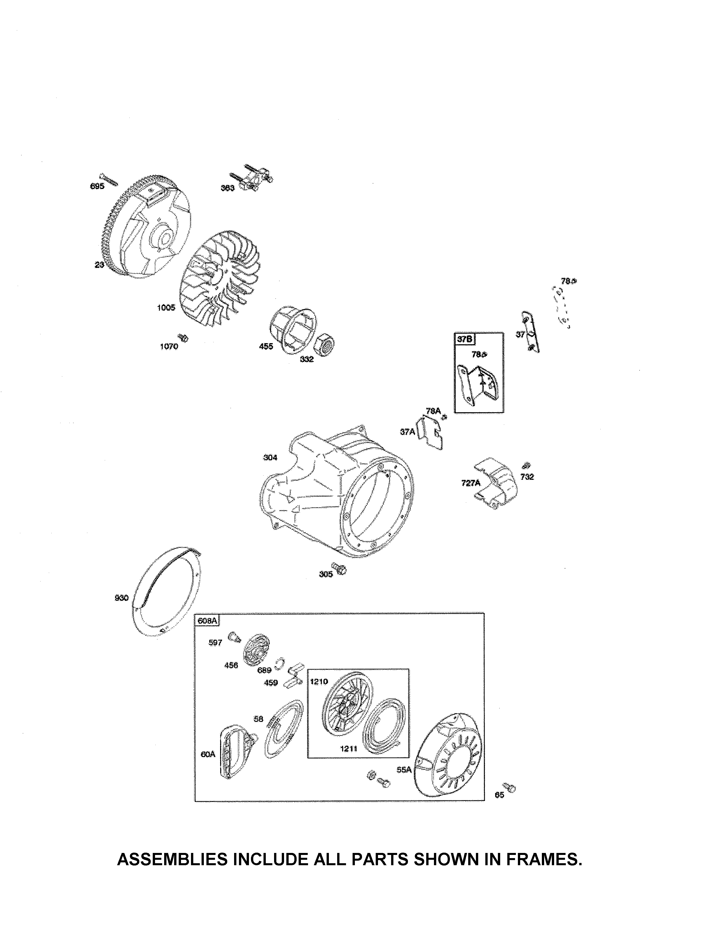 Husqvarna PA10530ES (96192008900) rewind starter/flywheel diagram