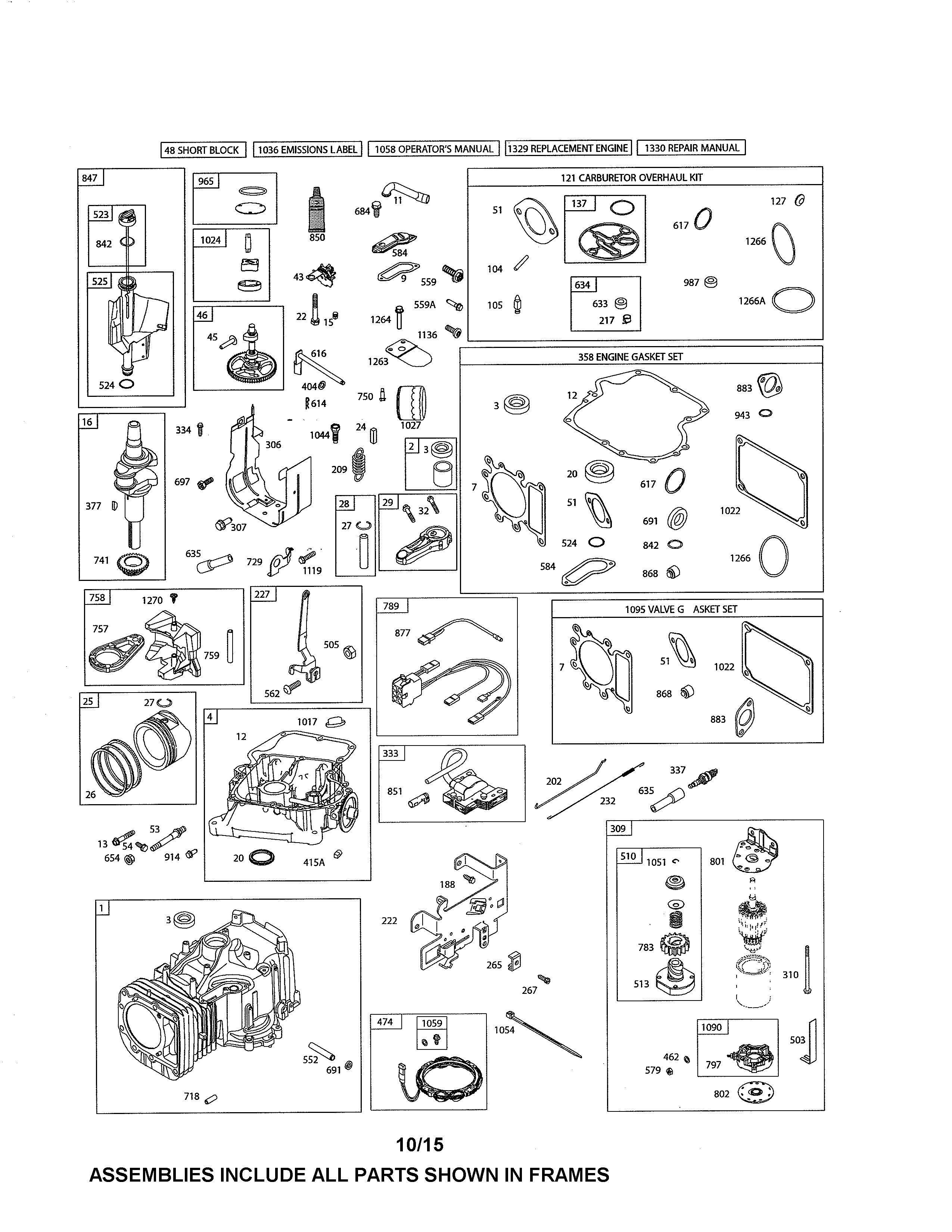 Craftsman 917986130 cylinder/sump/gasket sets diagram