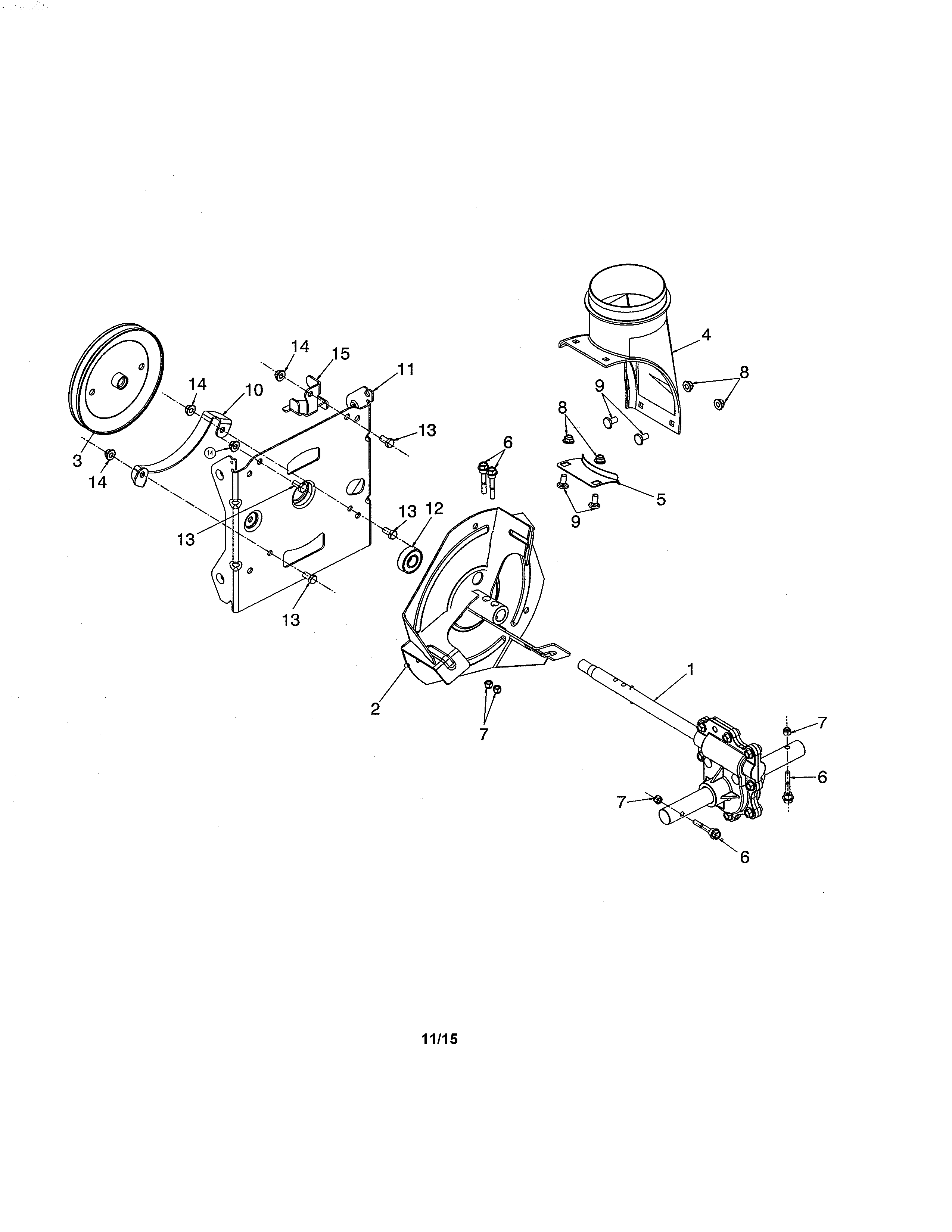 Poulan PR270A-96192009600 impeller & gearbox diagram