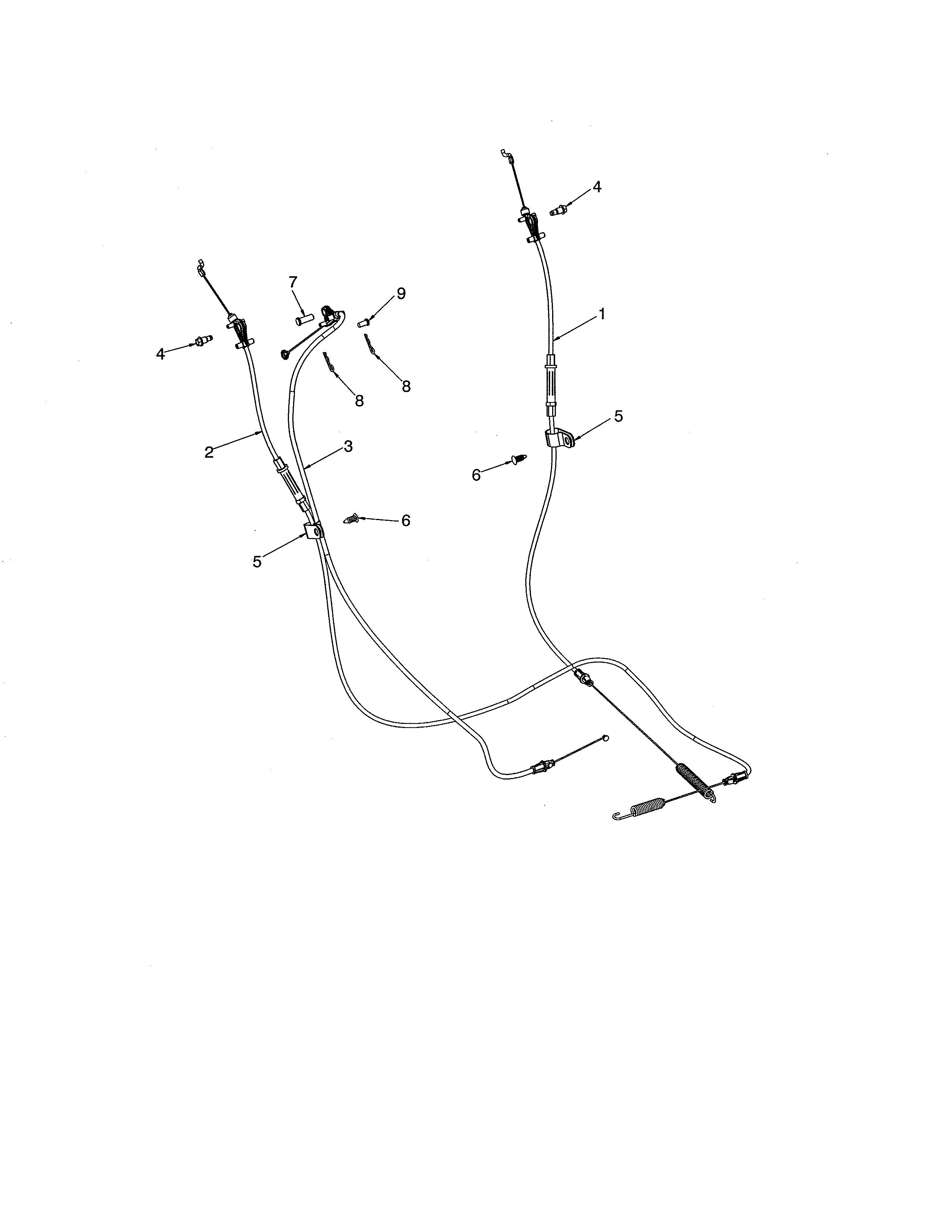 Poulan PR270A-96192009600 cable control drive & auger diagram