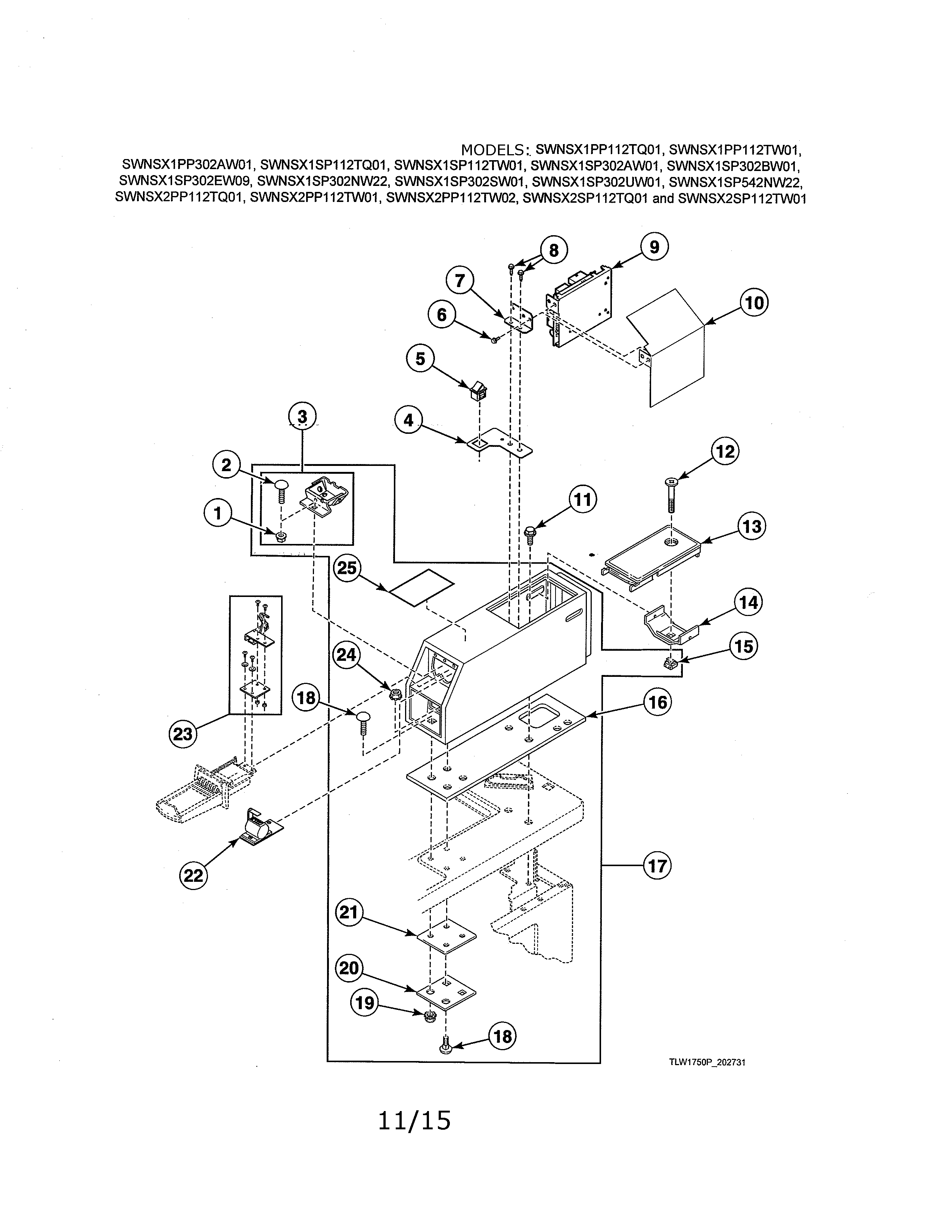 Alliance SWNLX1SP122DW01 coin slide extension/meter case/control diagram