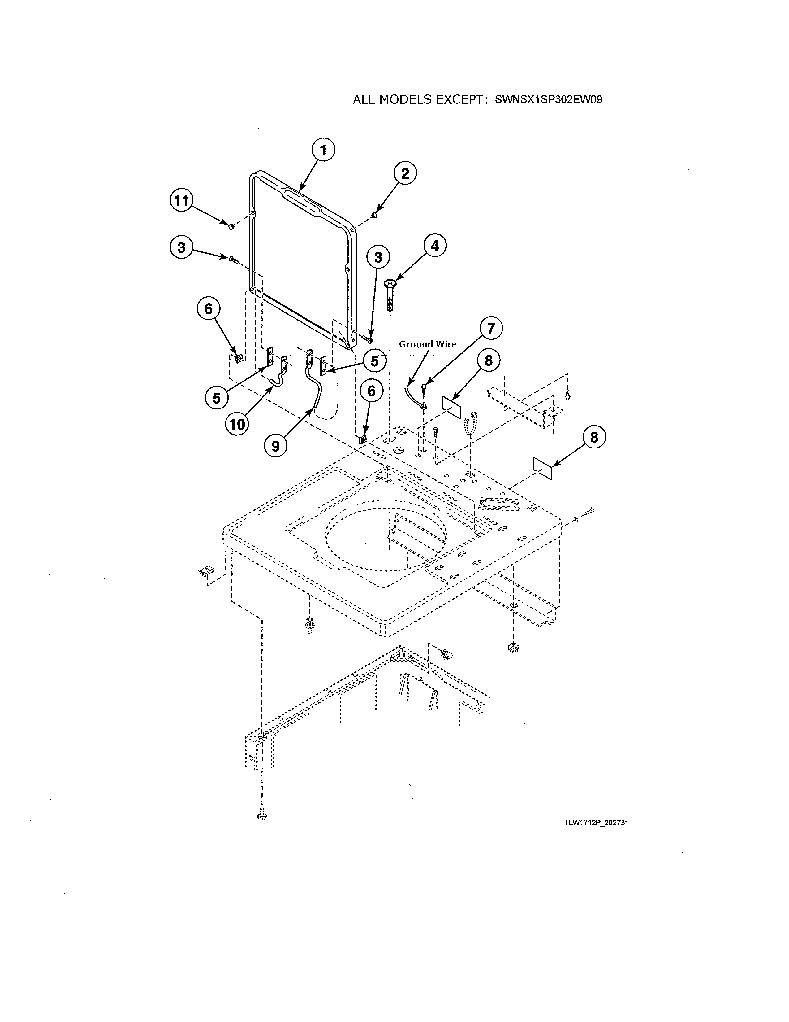 Alliance SWNLX1SP122DW01 lid diagram