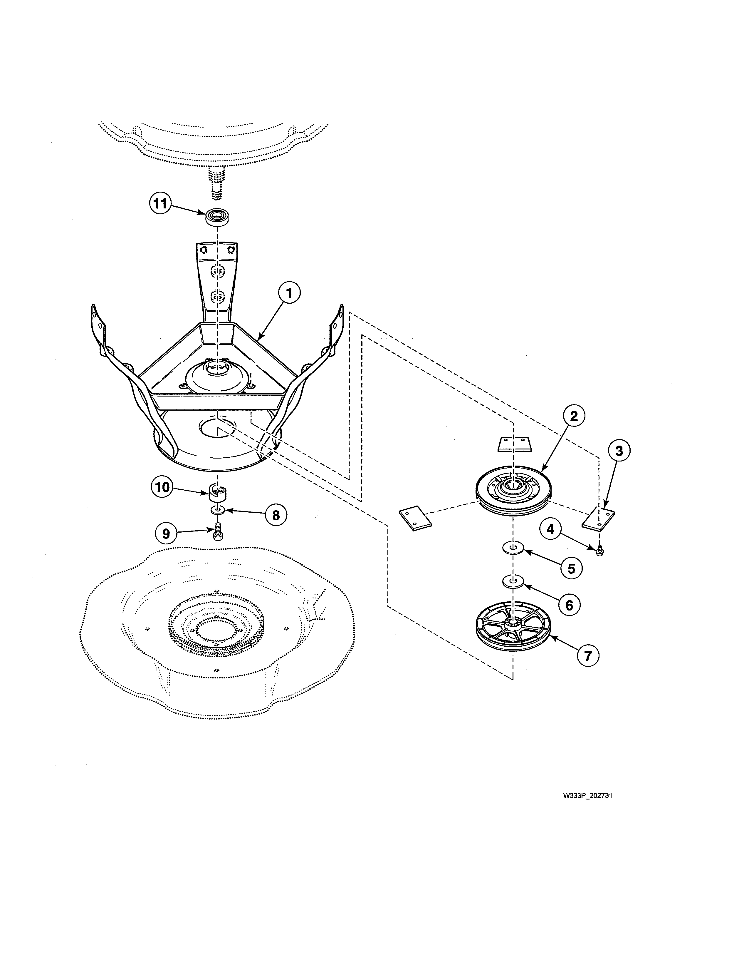 Alliance SWNLX1SP122DW01 weldment & bearing/brake/pulley diagram