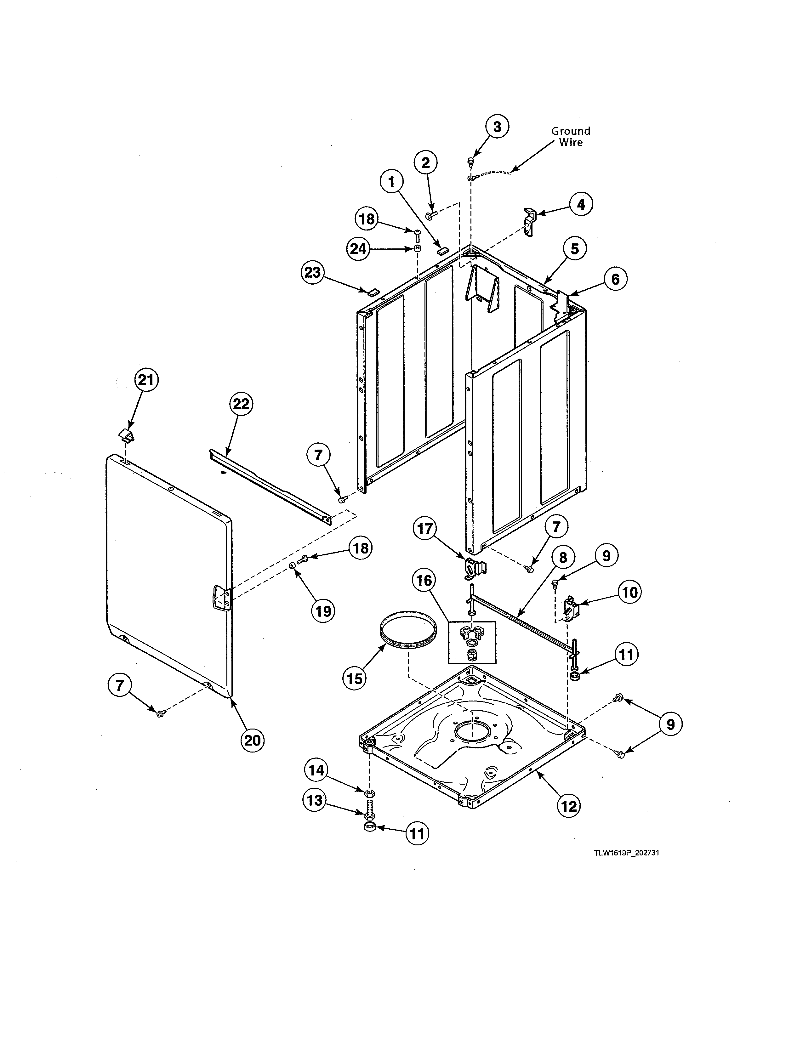 Alliance SWNLX1SP122DW01 front panel/base/cabinet kit diagram