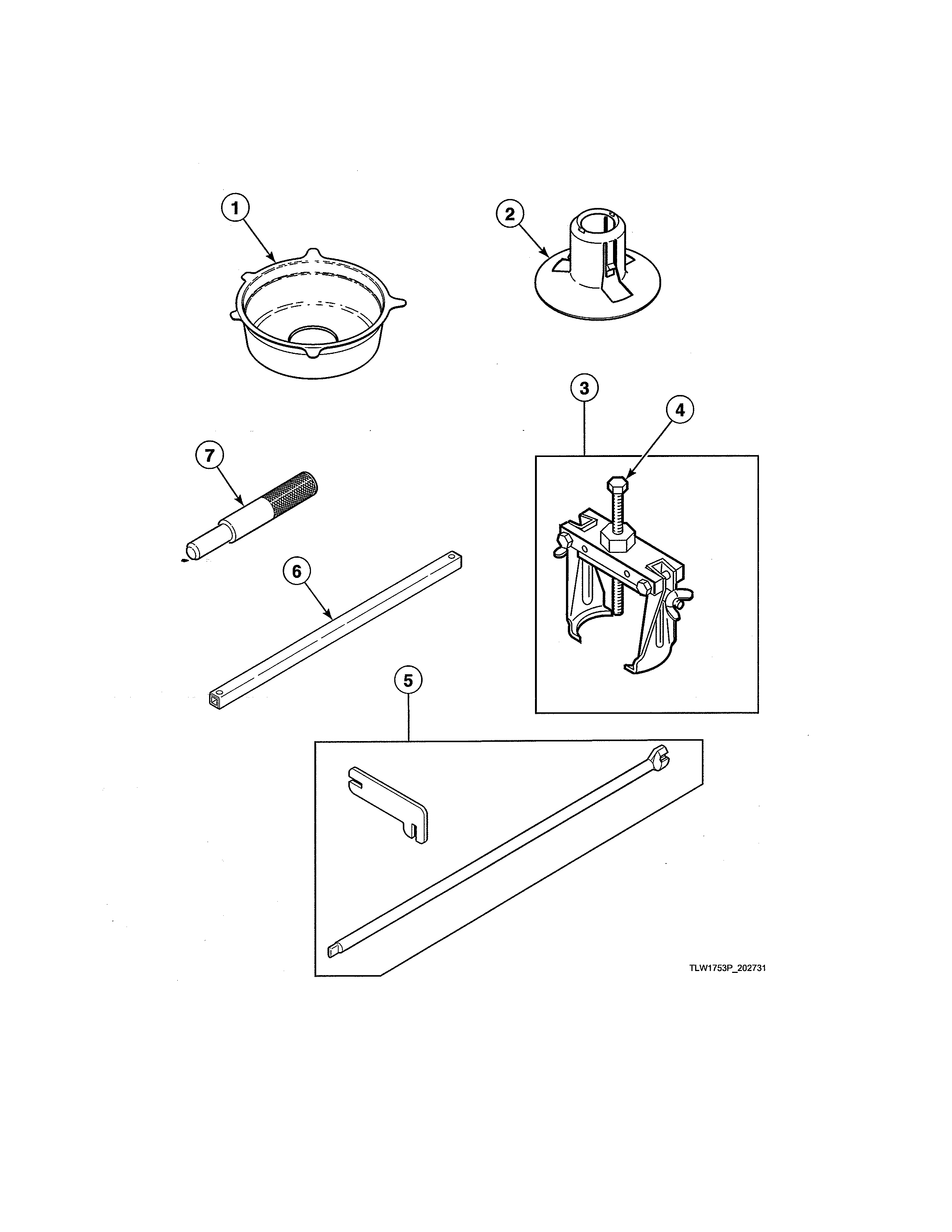 Alliance SWNLX1SP122DW01 shipping materials/special tools diagram