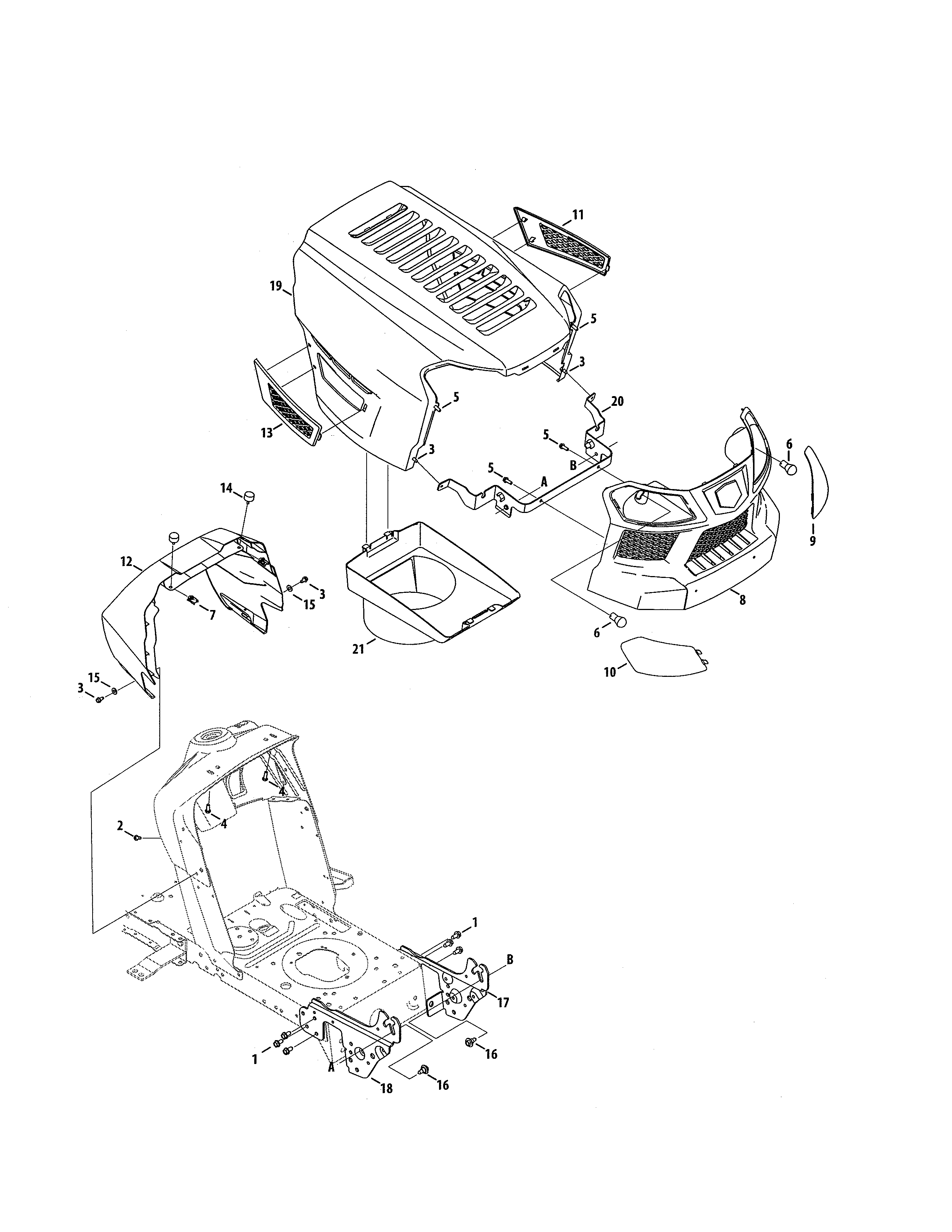 Craftsman 247203705 hood/bumper diagram