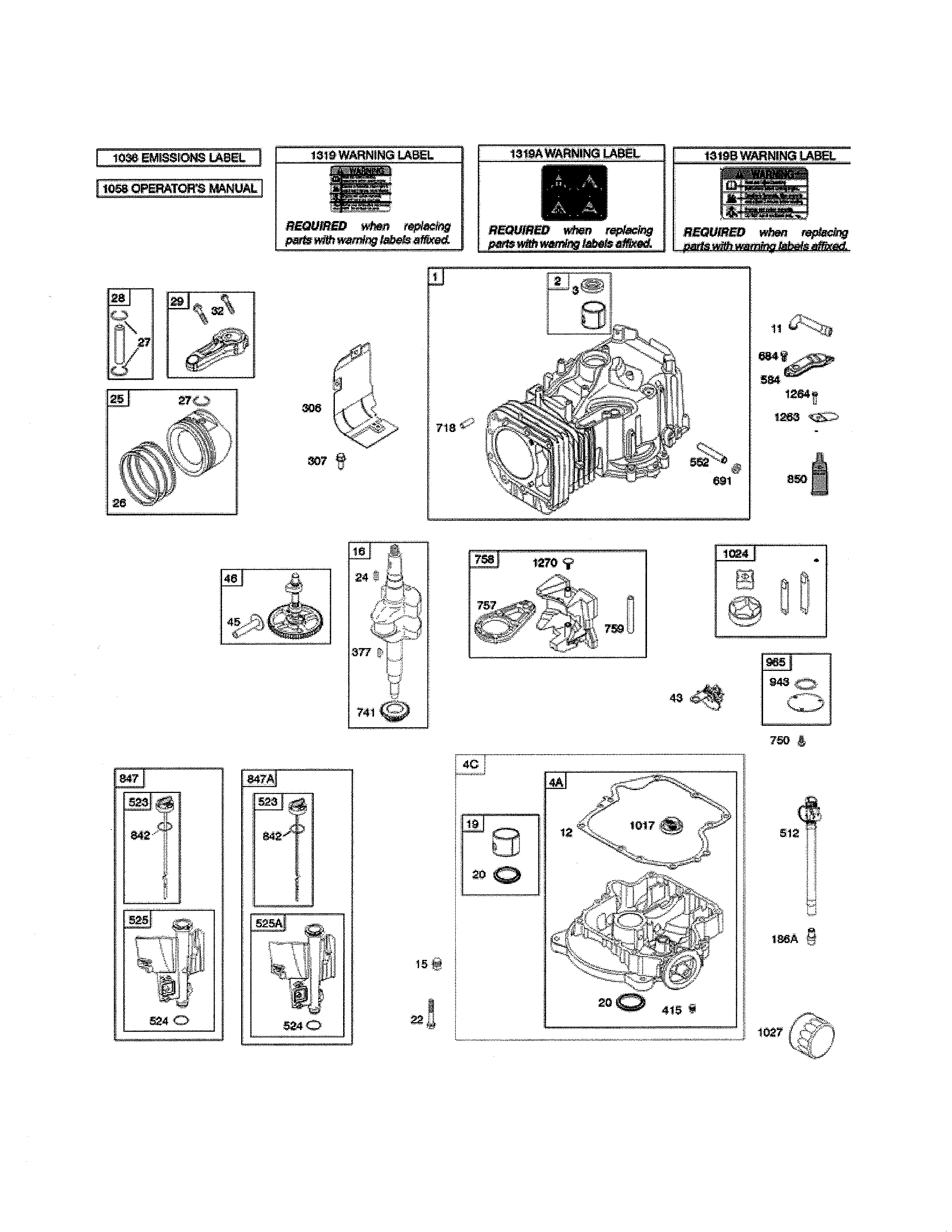 Craftsman 247203741 cylinder/crankshaft/sump diagram