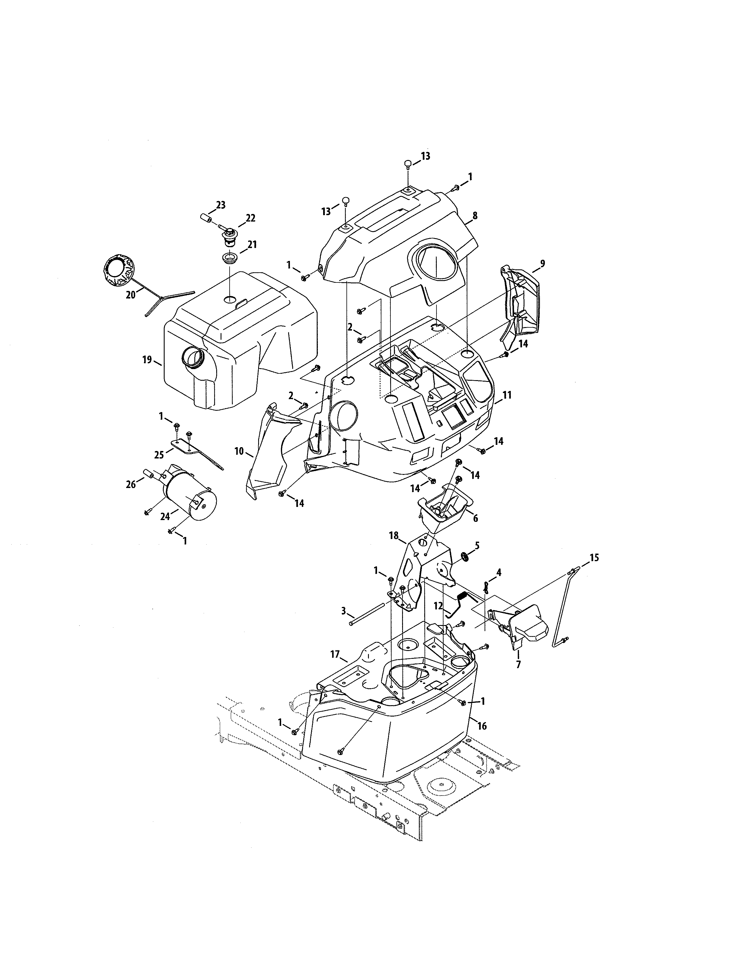 Craftsman 247202420 upper dash/fuel tank diagram