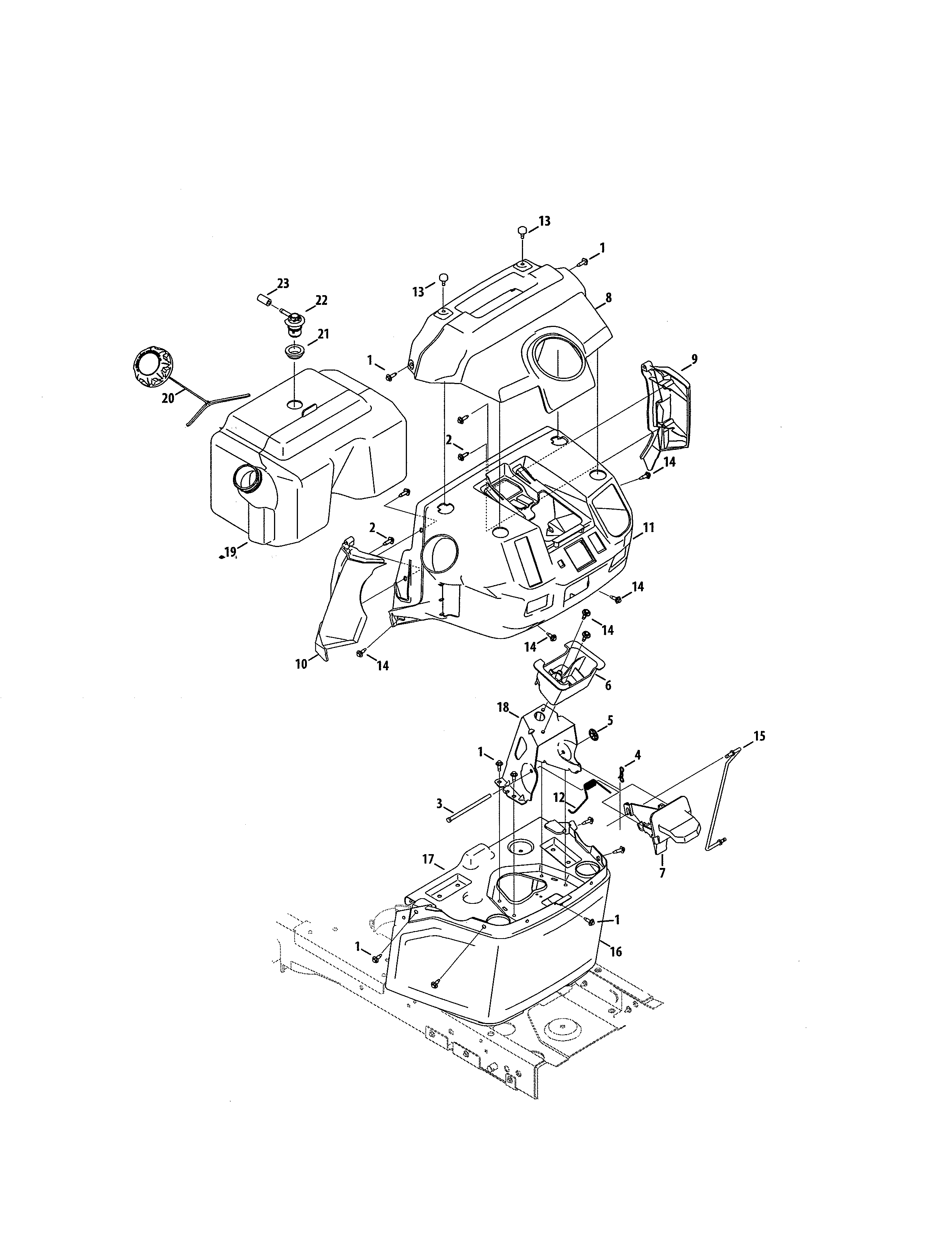 Craftsman 247204390 upper dash/fuel tank diagram