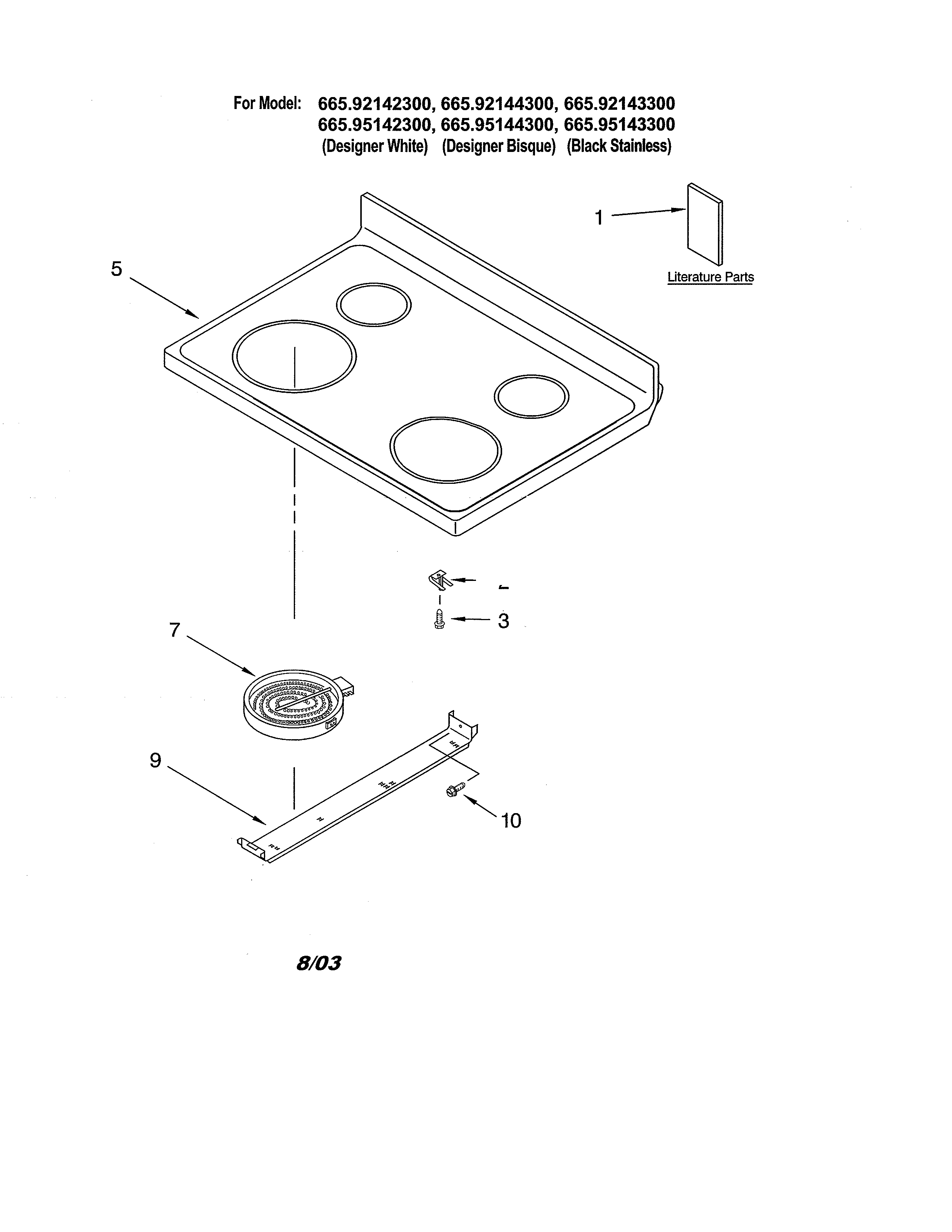 Kenmore 66592144300 cooktop diagram