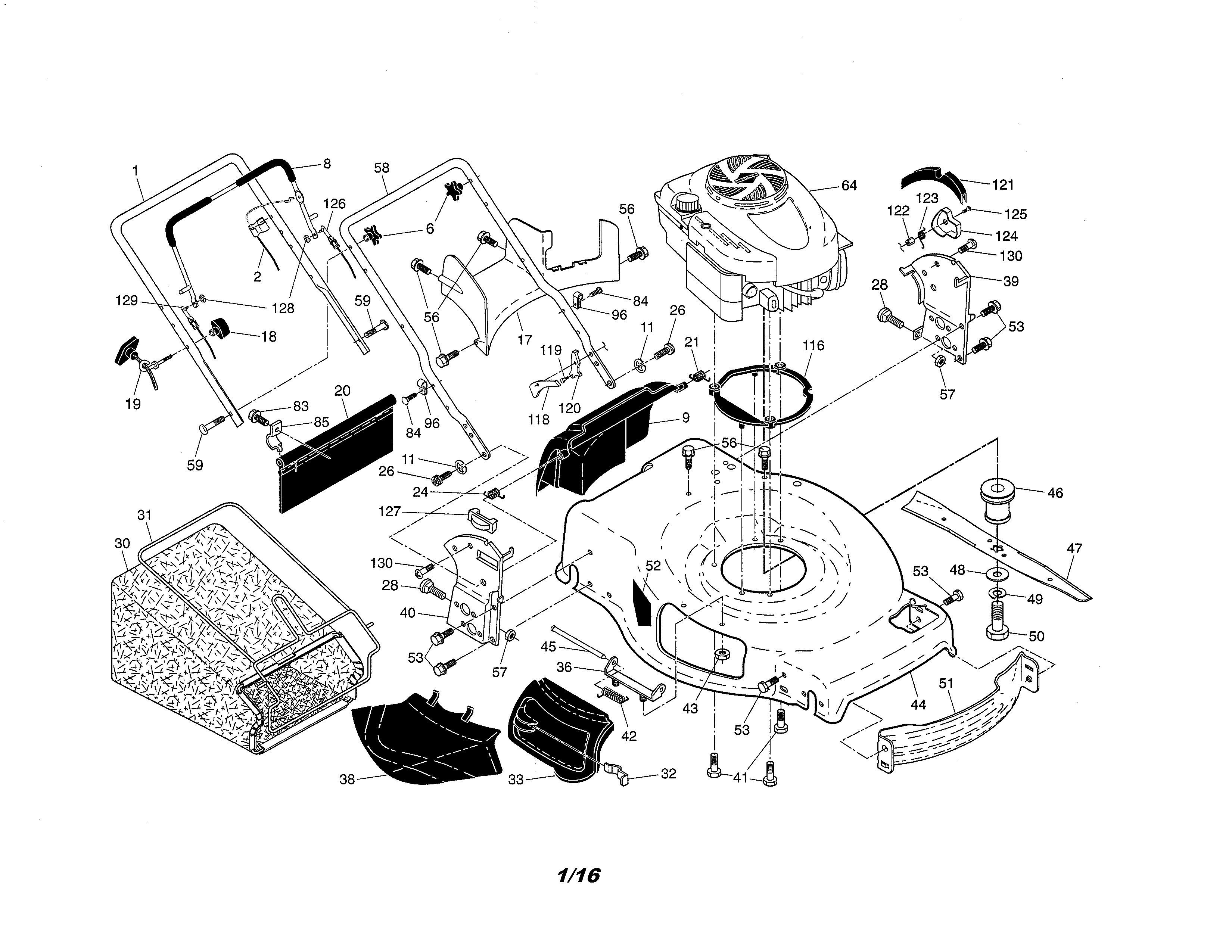 Craftsman 917370891 engine/housing/handle diagram