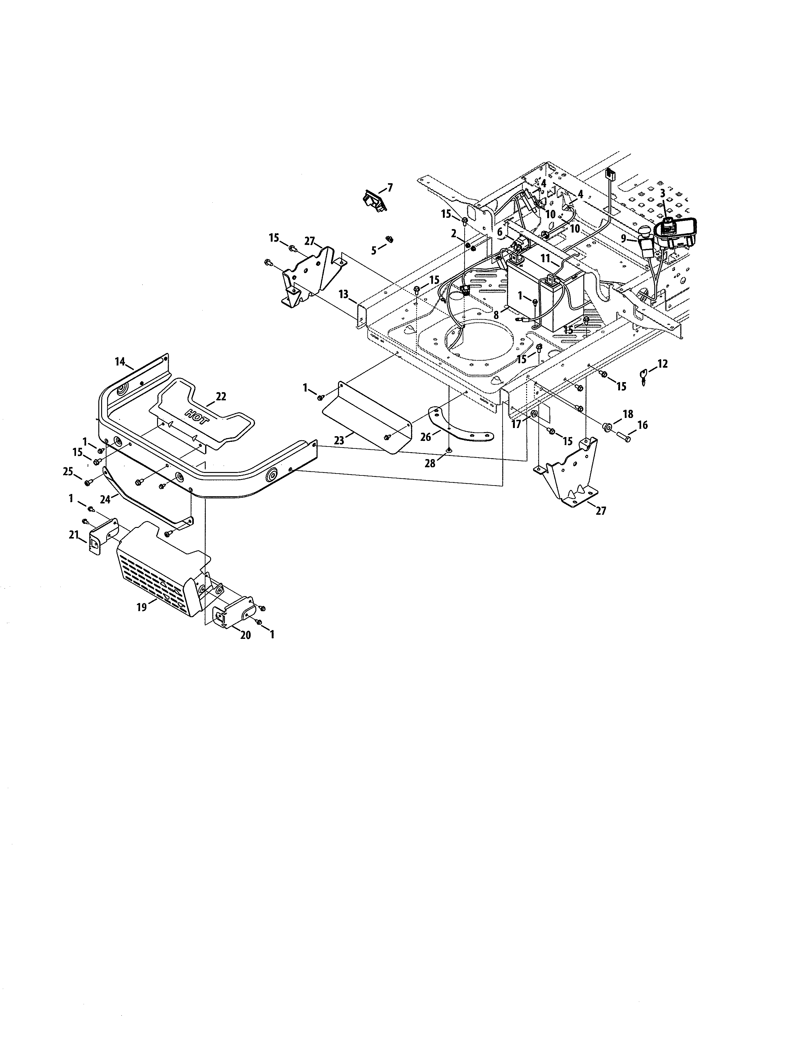 MTD 17ARCBDS099 muffler shield/bumper diagram